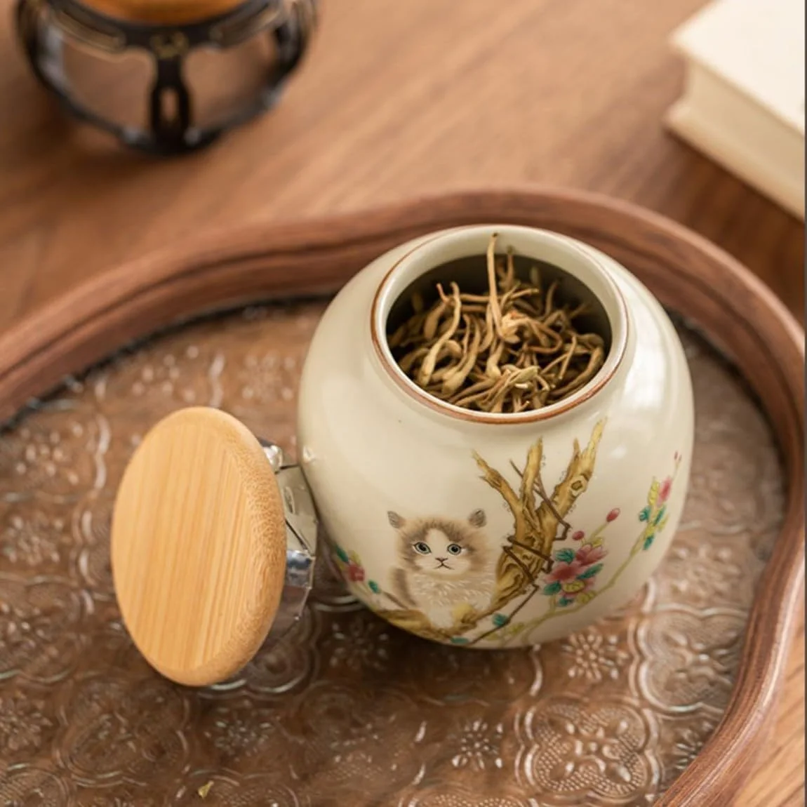 ظرف چای سرامیکی کوچک فایر کرین با درب محکم - ظرف ذخیره سازی طرح حیوانات دوست داشتنی برای چای برگ، قهوه، شکر، کلوچه - سازمان دهنده تزئینی آشپزخانه و انبار (گربه-B) ظرف چای سرامیکی کوچک فایر کرین با درب محکم - ظرف ذخیره سازی طرح حیوانات دوست داشتنی برای چای برگ، قهوه، شکر، کلوچه - سازمان دهنده تزئینی آشپزخانه و انبار (گربه-B)