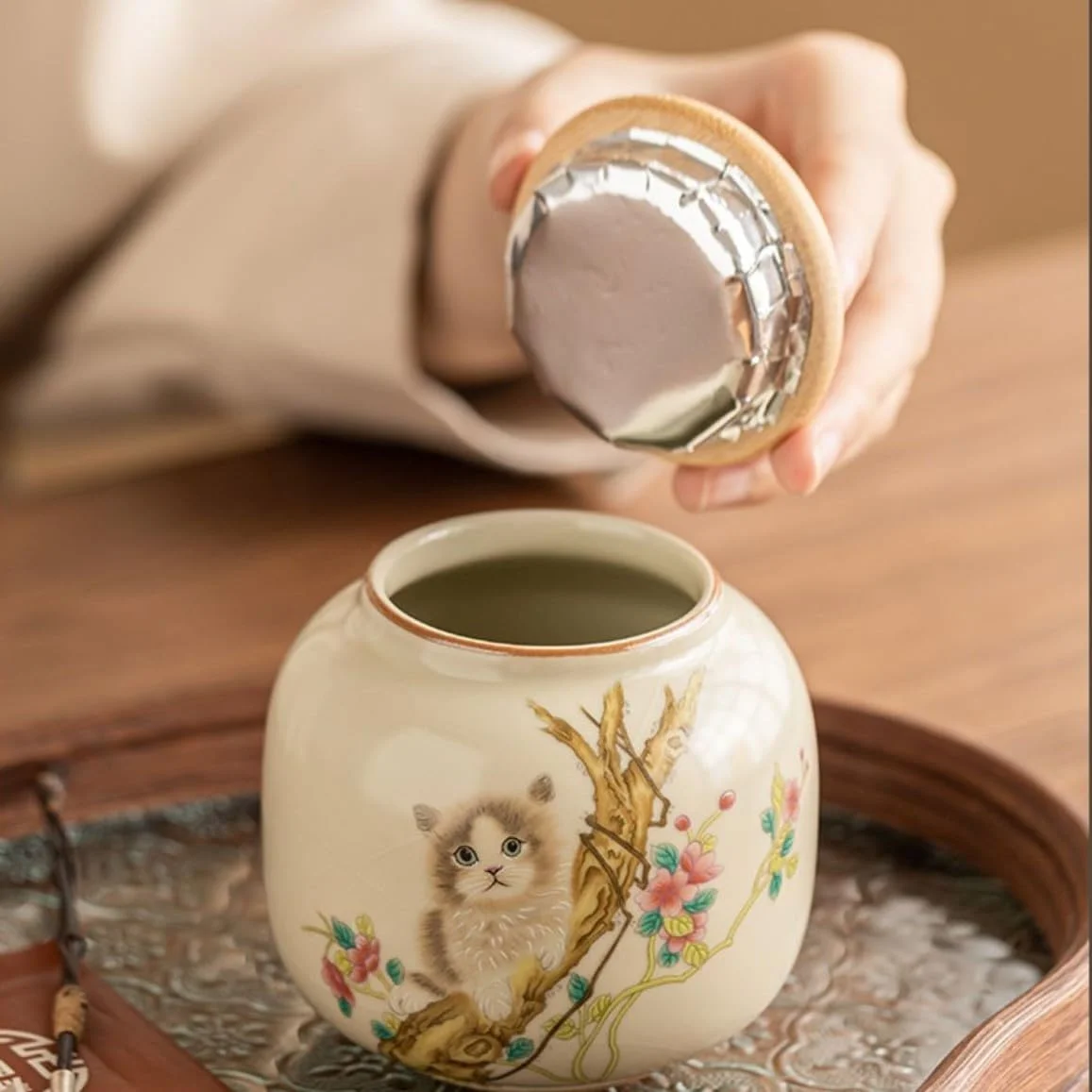 ظرف چای سرامیکی کوچک فایر کرین با درب محکم - ظرف ذخیره سازی طرح حیوانات دوست داشتنی برای چای برگ، قهوه، شکر، کلوچه - سازمان دهنده تزئینی آشپزخانه و انبار (گربه-B) ظرف چای سرامیکی کوچک فایر کرین با درب محکم - ظرف ذخیره سازی طرح حیوانات دوست داشتنی برای چای برگ، قهوه، شکر، کلوچه - سازمان دهنده تزئینی آشپزخانه و انبار (گربه-B)