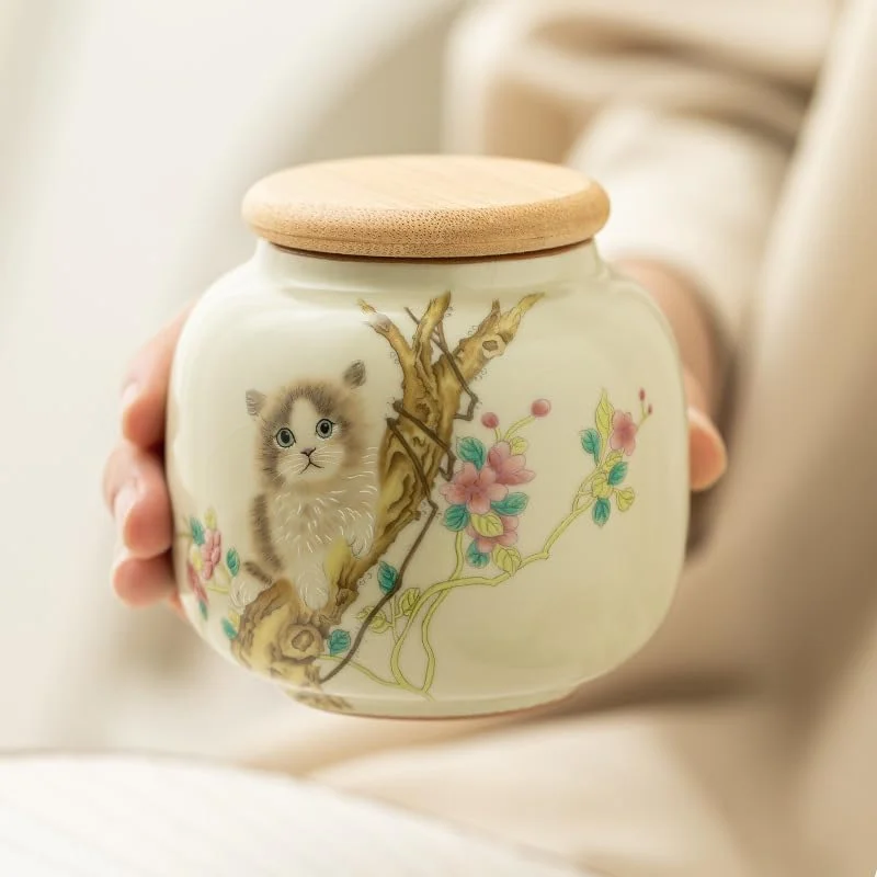 ظرف چای سرامیکی کوچک فایر کرین با درب محکم - ظرف ذخیره سازی طرح حیوانات دوست داشتنی برای چای برگ، قهوه، شکر، کلوچه - سازمان دهنده تزئینی آشپزخانه و انبار (گربه-B) ظرف چای سرامیکی کوچک فایر کرین با درب محکم - ظرف ذخیره سازی طرح حیوانات دوست داشتنی برای چای برگ، قهوه، شکر، کلوچه - سازمان دهنده تزئینی آشپزخانه و انبار (گربه-B)