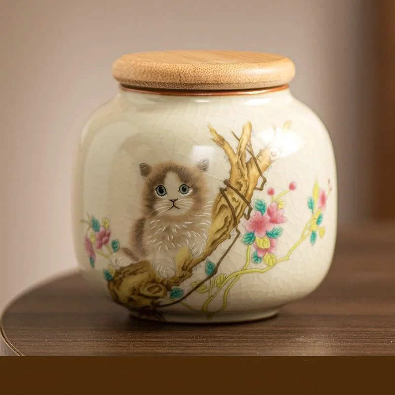 ظرف چای سرامیکی کوچک فایر کرین با درب محکم - ظرف ذخیره سازی طرح حیوانات دوست داشتنی برای چای برگ، قهوه، شکر، کلوچه - سازمان دهنده تزئینی آشپزخانه و انبار (گربه-B) ظرف چای سرامیکی کوچک فایر کرین با درب محکم - ظرف ذخیره سازی طرح حیوانات دوست داشتنی برای چای برگ، قهوه، شکر، کلوچه - سازمان دهنده تزئینی آشپزخانه و انبار (گربه-B)