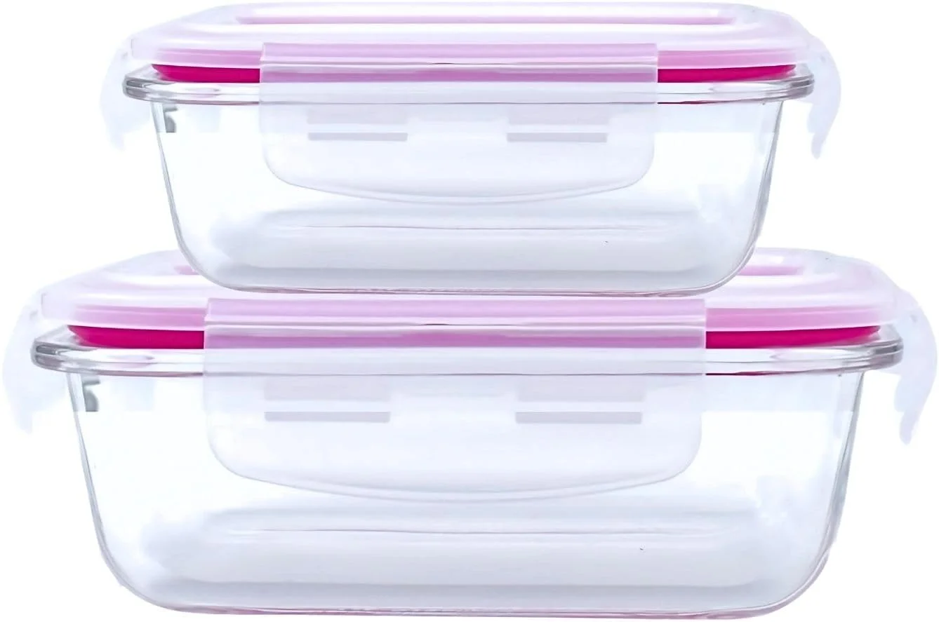 ست ظروف شیشه ای درب دار Feelings، مناسب نگهداری مواد غذایی (2 عدد، صورتی، 600 + 400 میلی لیتر) ست ظروف شیشه ای درب دار Feelings، مناسب نگهداری مواد غذایی (2 عدد، صورتی، 600 + 400 میلی لیتر)