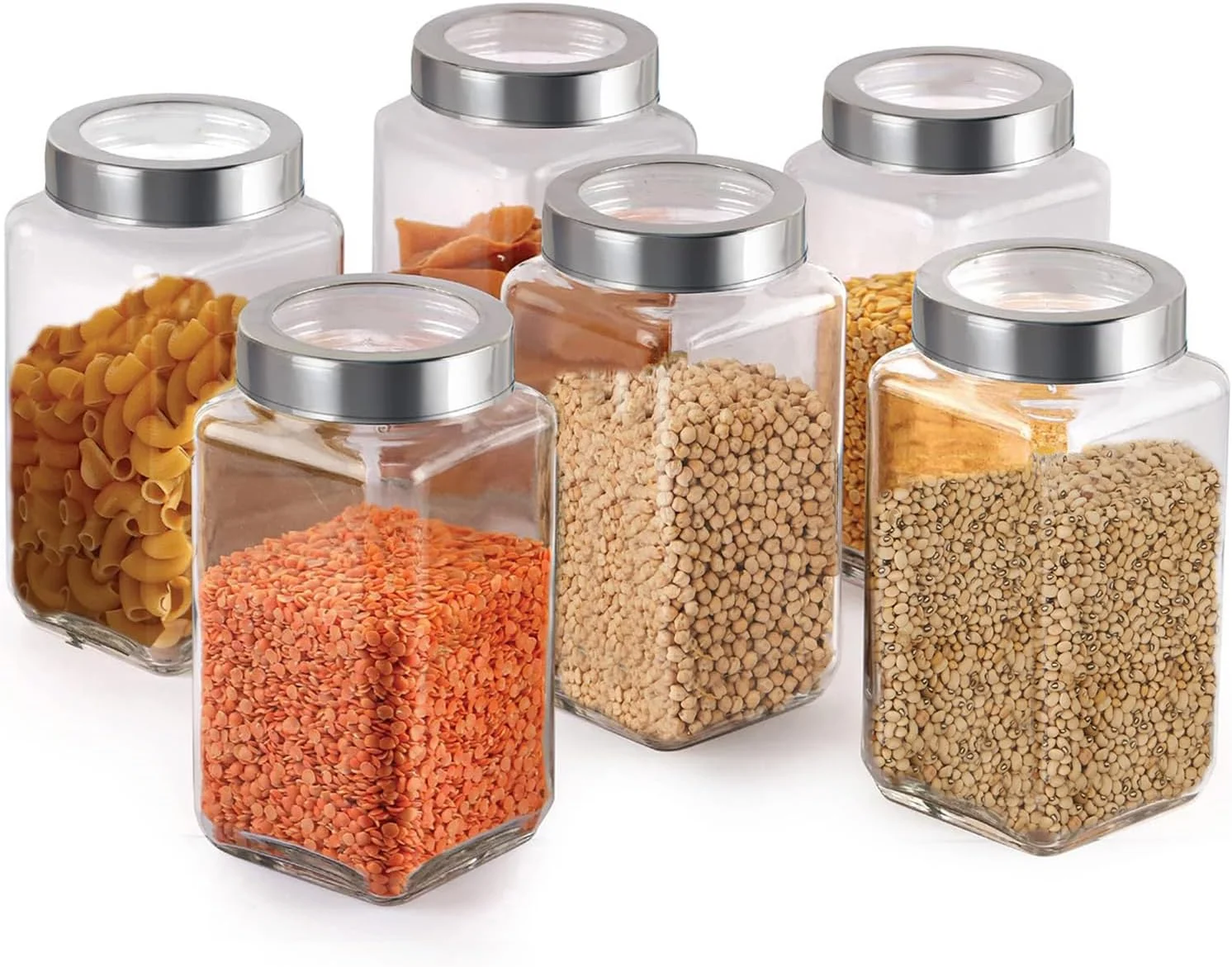ظروف و شیشه های مربعی پیرامال Feelopie از جنس شیشه شفاف برای نگهداری مواد غذایی در آشپزخانه، تنقلات، ادویه جات، عسل، ترشیجات، میوه های خشک، دانه های قهوه با درب استیل ضد زنگ (شیشه مکعبی) (1000 میلی لیتر، مجموعه 6 عددی) ظروف و شیشه های مربعی پیرامال Feelopie از جنس شیشه شفاف برای نگهداری مواد غذایی در آشپزخانه، تنقلات، ادویه جات، عسل، ترشیجات، میوه های خشک، دانه های قهوه با درب استیل ضد زنگ (شیشه مکعبی) (1000 میلی لیتر، مجموعه 6 عددی)