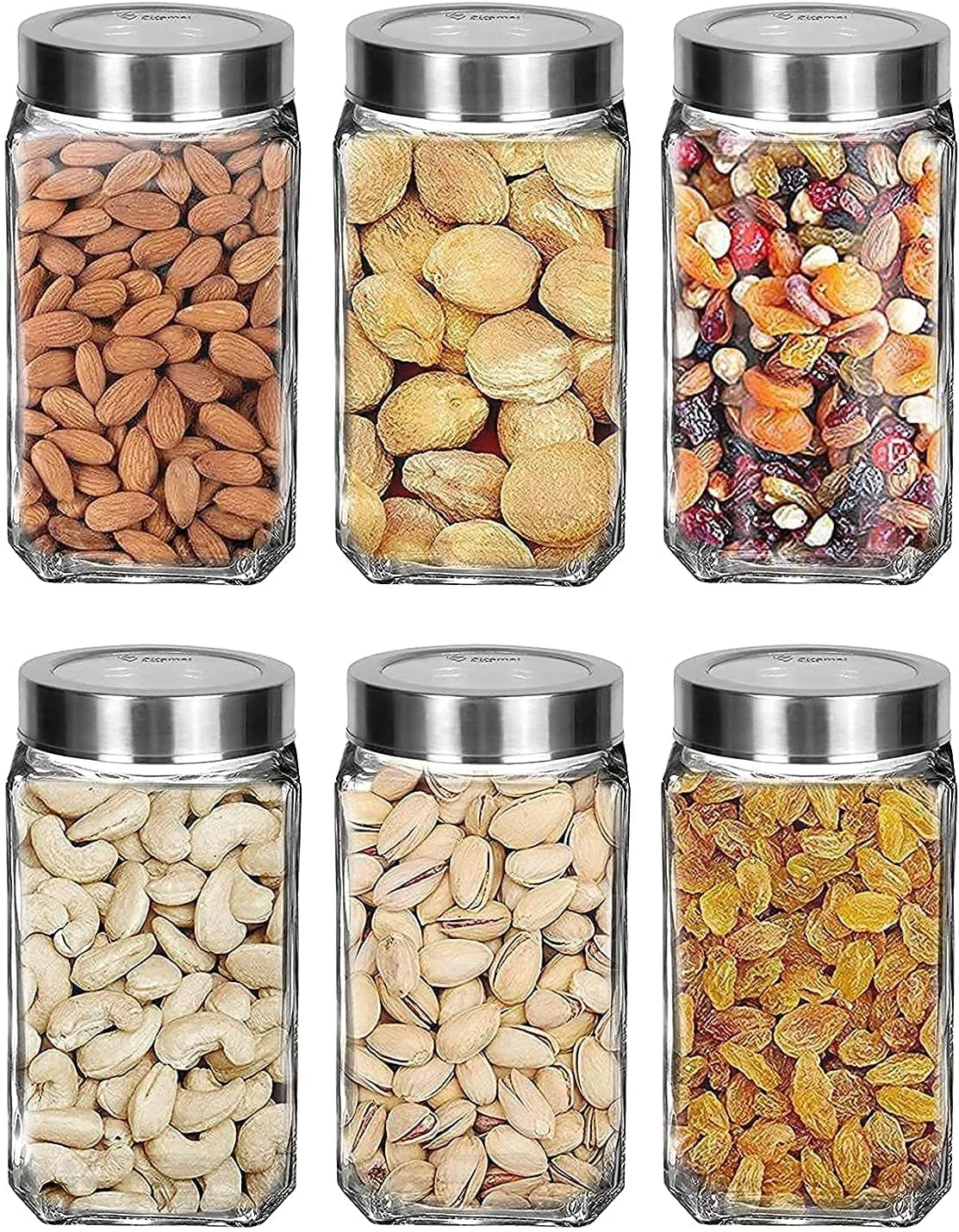 ظروف و شیشه های مربعی پیرامال Feelopie از جنس شیشه شفاف برای نگهداری مواد غذایی در آشپزخانه، تنقلات، ادویه جات، عسل، ترشیجات، میوه های خشک، دانه های قهوه با درب استیل ضد زنگ (شیشه مکعبی) (1000 میلی لیتر، مجموعه 6 عددی) ظروف و شیشه های مربعی پیرامال Feelopie از جنس شیشه شفاف برای نگهداری مواد غذایی در آشپزخانه، تنقلات، ادویه جات، عسل، ترشیجات، میوه های خشک، دانه های قهوه با درب استیل ضد زنگ (شیشه مکعبی) (1000 میلی لیتر، مجموعه 6 عددی)