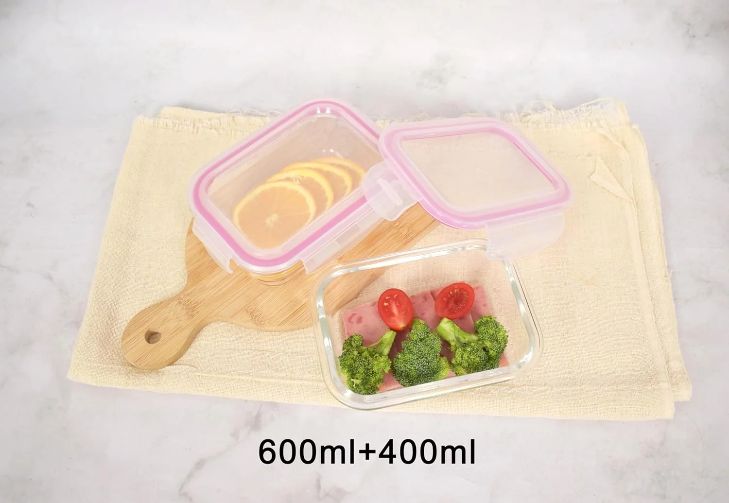 ست ظروف شیشه ای درب دار Feelings، مناسب نگهداری مواد غذایی (2 عدد، صورتی، 600 + 400 میلی لیتر) ست ظروف شیشه ای درب دار Feelings، مناسب نگهداری مواد غذایی (2 عدد، صورتی، 600 + 400 میلی لیتر)