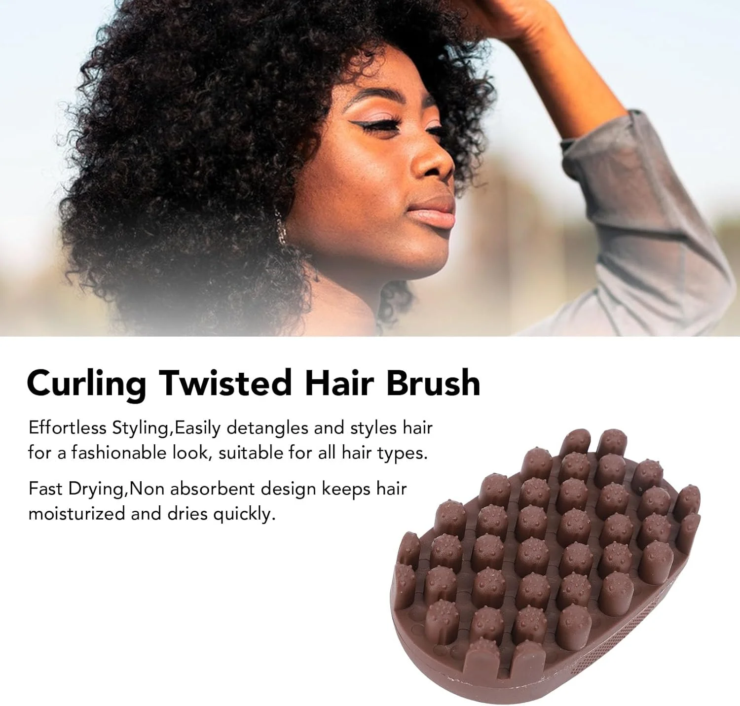 برس مو فر لاستیکی - مدل Twist King برای موهای فر، ابزار حالت دهنده قابل شستشو، جمع و جور و قابل حمل برای استفاده روزانه و مسافرت (قهوه ای) برس مو فر لاستیکی - مدل Twist King برای موهای فر، ابزار حالت دهنده قابل شستشو، جمع و جور و قابل حمل برای استفاده روزانه و مسافرت (قهوه ای)