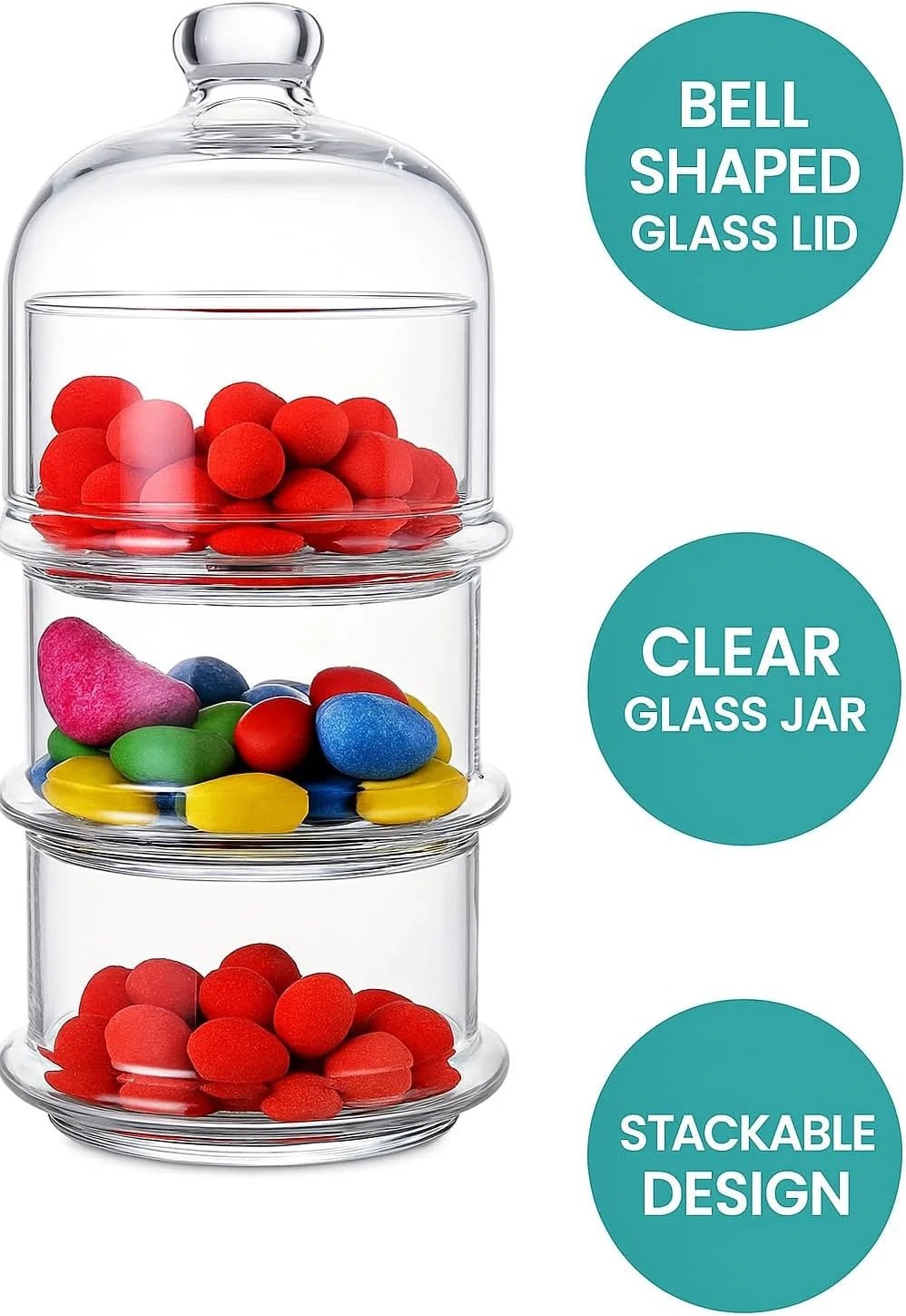 ظرف شیشه ای پلاستیکی 3 طبقه Fitto - شیشه های شفاف داروخانه ای با درب - ظرف ذخیره سازی برای غذا، آب نبات، بیسکویت، کلوچه، سازمان دهنده آشپزخانه و حمام، شیشه های انباری ظرف شیشه ای پلاستیکی 3 طبقه Fitto - شیشه های شفاف داروخانه ای با درب - ظرف ذخیره سازی برای غذا، آب نبات، بیسکویت، کلوچه، سازمان دهنده آشپزخانه و حمام، شیشه های انباری