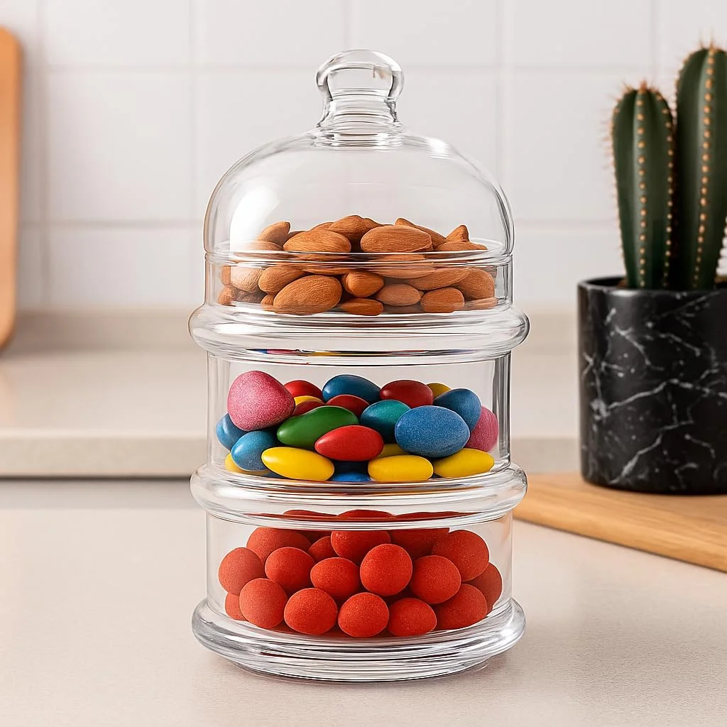 ظرف شیشه ای پلاستیکی 3 طبقه Fitto - شیشه های شفاف داروخانه ای با درب - ظرف ذخیره سازی برای غذا، آب نبات، بیسکویت، کلوچه، سازمان دهنده آشپزخانه و حمام، شیشه های انباری ظرف شیشه ای پلاستیکی 3 طبقه Fitto - شیشه های شفاف داروخانه ای با درب - ظرف ذخیره سازی برای غذا، آب نبات، بیسکویت، کلوچه، سازمان دهنده آشپزخانه و حمام، شیشه های انباری