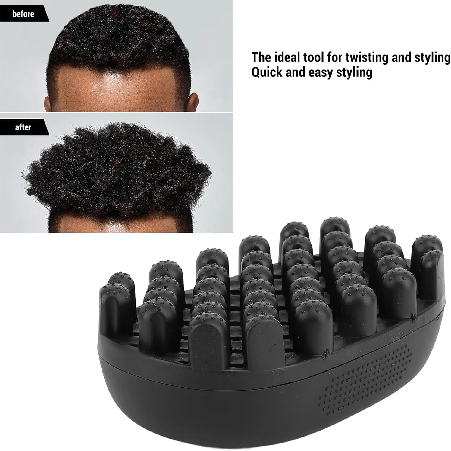 برس فر کننده مو لاستیکی غیر جاذب، شانه فر کننده پیچشی قابل شستشو، ابزار حالت دهنده مو فرفری برای موهای آفریقایی (دندانه بزرگ) برس فر کننده مو لاستیکی غیر جاذب، شانه فر کننده پیچشی قابل شستشو، ابزار حالت دهنده مو فرفری برای موهای آفریقایی (دندانه بزرگ)