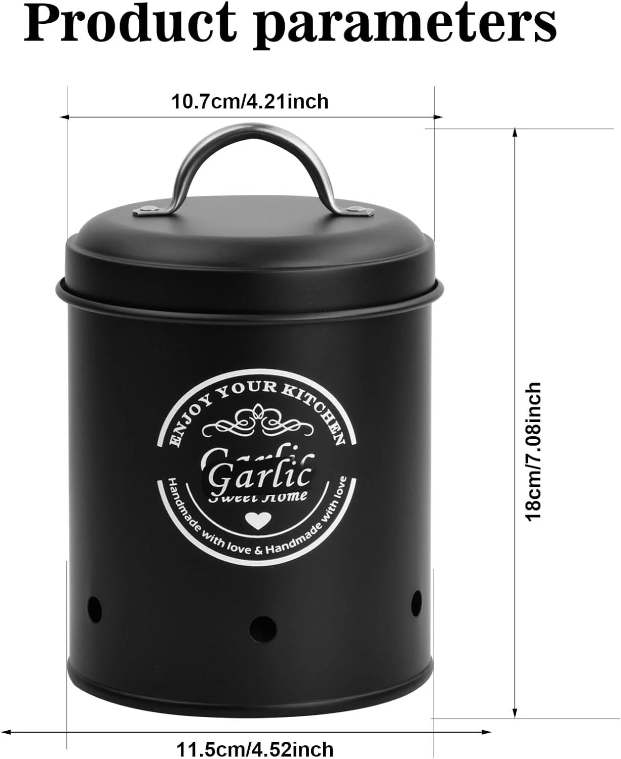 Fangehong 1 عدد جای سیب زمینی، پیاز، سیر، جای سیب زمینی، جعبه های فلزی برای آشپزخانه، ظرف نگهداری سبزیجات با درب (سیر سفید)