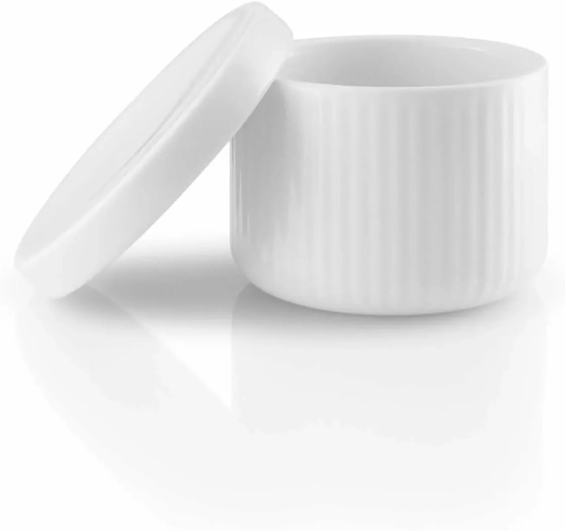 ظرف درب دار اوا سولو نوا - ظرف نگهداری چینی سفید، طراحی اسکاندیناویایی شیک، ظرف آشپزخانه بادوام و زیبا برای شکر، ادویه جات و چاشنی ها، قابل شستشو در ماشین ظرفشویی (کاسه با درب)