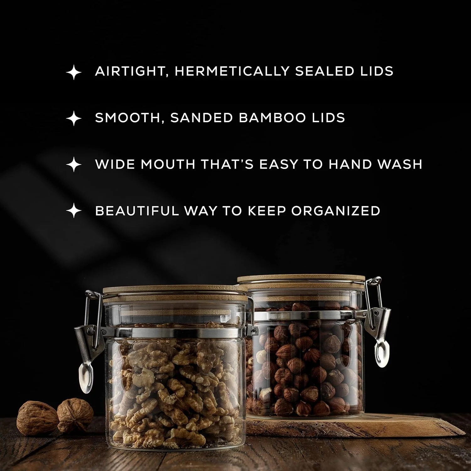 ظروف شیشه ای اکسفور با درب بامبو (562 میلی لیتر). ست 2 عددی ظروف نگهداری مواد غذایی با درب گیره دار برای نگهداری مواد غذایی در انبار. ظروف شیشه ای قابل مهر و موم برای سازماندهی آشپزخانه ظروف شیشه ای اکسفور با درب بامبو (562 میلی لیتر). ست 2 عددی ظروف نگهداری مواد غذایی با درب گیره دار برای نگهداری مواد غذایی در انبار. ظروف شیشه ای قابل مهر و موم برای سازماندهی آشپزخانه