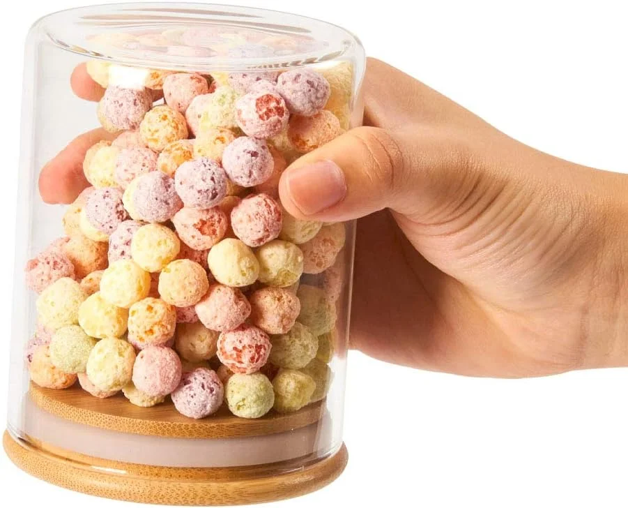 EZOWare ست 8 تایی ظروف شیشه ای شفاف درب دار، ست ظروف نگهداری آشپزخانه با درب بامبو طبیعی برای آبنبات، کلوچه، برنج، شکر، آرد، پاستا، آجیل، 450 میلی لیتر EZOWare ست 8 تایی ظروف شیشه ای شفاف درب دار، ست ظروف نگهداری آشپزخانه با درب بامبو طبیعی برای آبنبات، کلوچه، برنج، شکر، آرد، پاستا، آجیل، 450 میلی لیتر