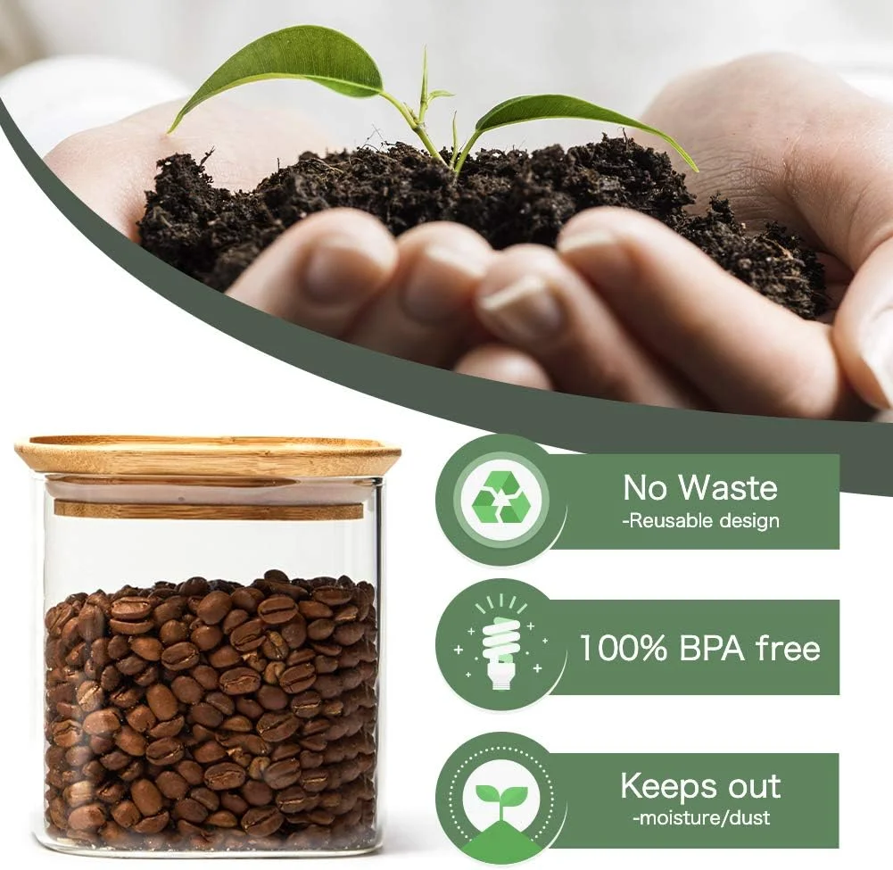 ست 5 تکه شیشه ای شفاف EZOWare، ظروف مربعی درب دار برای نگهداری مواد غذایی مانند آبنبات، کلوچه، برنج، شکر، آرد، پاستا و آجیل - 710ml / 1005ml / 1300ml ست 5 تکه شیشه ای شفاف EZOWare، ظروف مربعی درب دار برای نگهداری مواد غذایی مانند آبنبات، کلوچه، برنج، شکر، آرد، پاستا و آجیل - 710ml / 1005ml / 1300ml