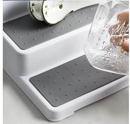 جا ادویه ای 3 طبقه قابل گسترش N3ma با طراحی مدرن و ضد لغزش، مناسب برای کابینت، قفسه پله ای سازمان دهنده برای پیشخوان، انبار و کابینت (سفید و خاکستری)