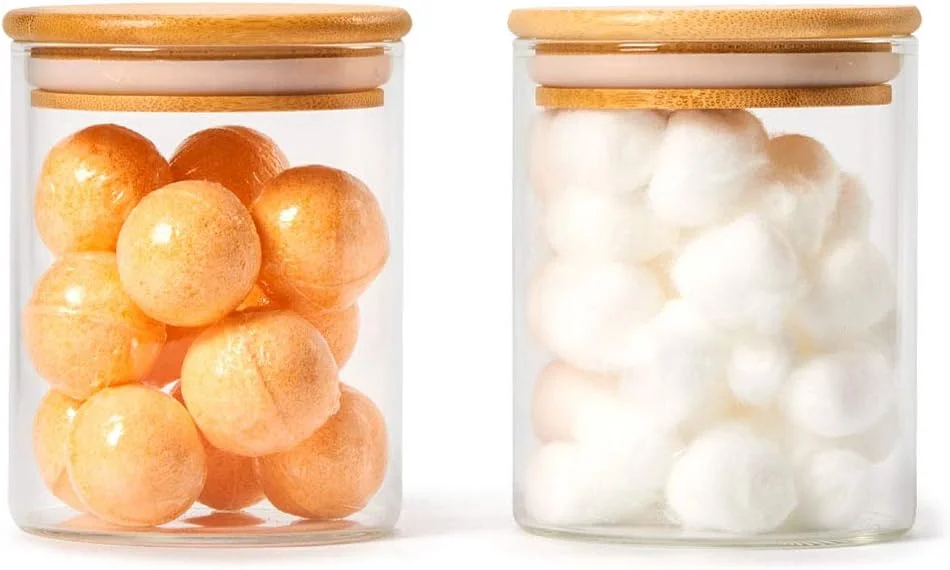 EZOWare ست 8 تایی ظروف شیشه ای شفاف درب دار، ست ظروف نگهداری آشپزخانه با درب بامبو طبیعی برای آبنبات، کلوچه، برنج، شکر، آرد، پاستا، آجیل، 450 میلی لیتر EZOWare ست 8 تایی ظروف شیشه ای شفاف درب دار، ست ظروف نگهداری آشپزخانه با درب بامبو طبیعی برای آبنبات، کلوچه، برنج، شکر، آرد، پاستا، آجیل، 450 میلی لیتر