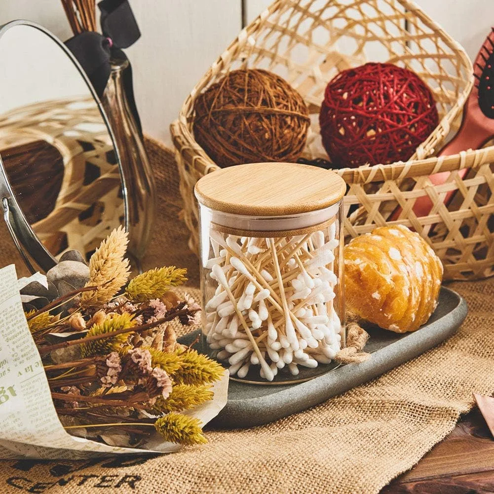 EZOWare ست 8 تایی ظروف شیشه ای شفاف درب دار، ست ظروف نگهداری آشپزخانه با درب بامبو طبیعی برای آبنبات، کلوچه، برنج، شکر، آرد، پاستا، آجیل، 450 میلی لیتر EZOWare ست 8 تایی ظروف شیشه ای شفاف درب دار، ست ظروف نگهداری آشپزخانه با درب بامبو طبیعی برای آبنبات، کلوچه، برنج، شکر، آرد، پاستا، آجیل، 450 میلی لیتر