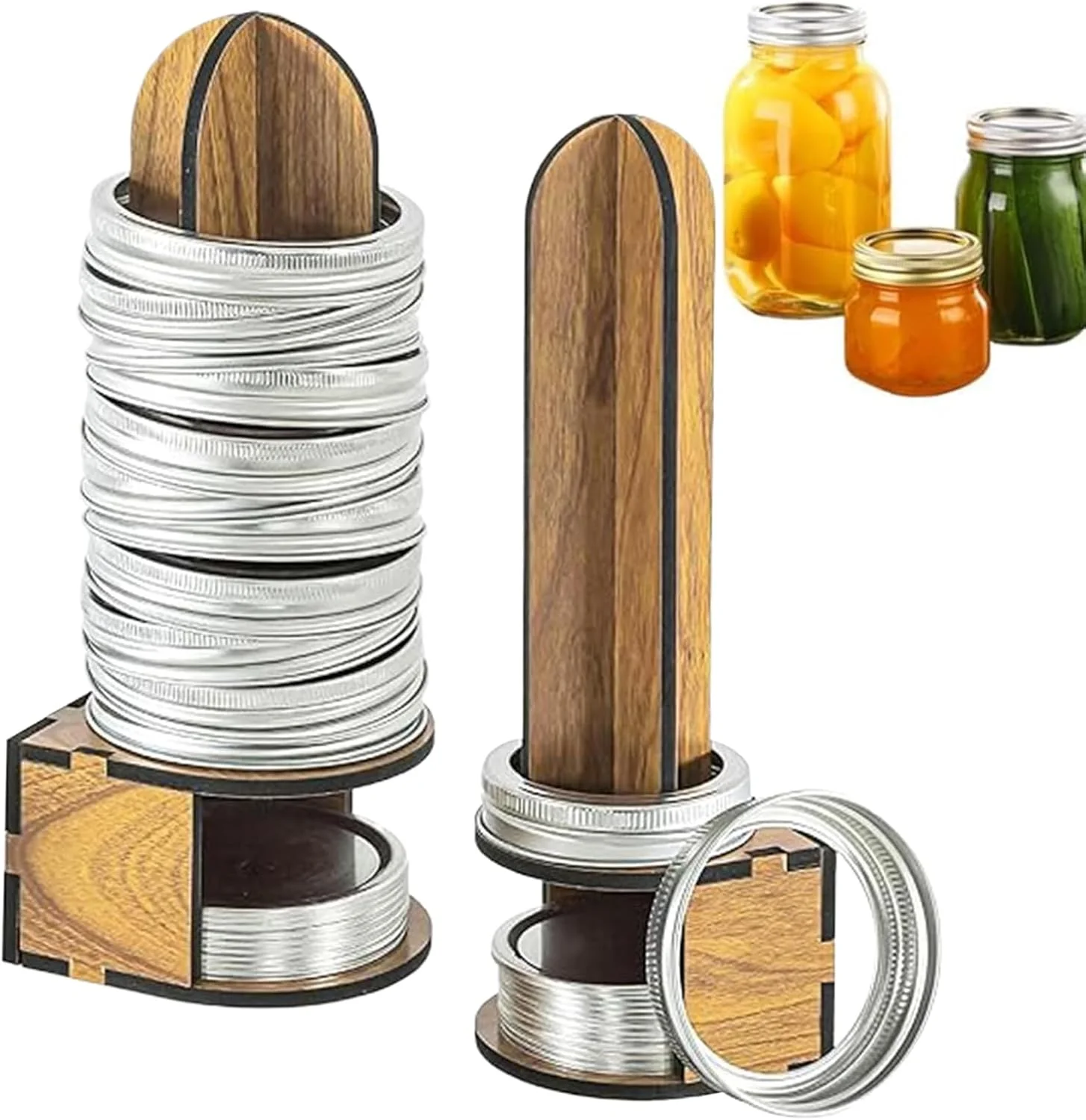 نگهدارنده درب شیشه مربا - نگهدارنده حلقه چوبی کنسرو - محل نگهداری حلقه کنسرو برای سازماندهی انبار، آشپزخانه، کافی شاپ، رستوران، مناسب برای صاحبان خانه، مربا سازی، نگهداری مواد غذایی، ترشی سبزیجات