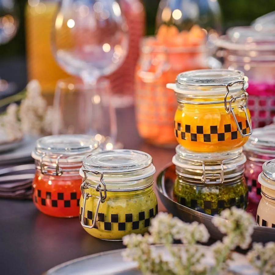 ESTABLISHER KORKEN شیشه درب دار، شیشه شفاف/طرح مشکی، 13cl (4oz)