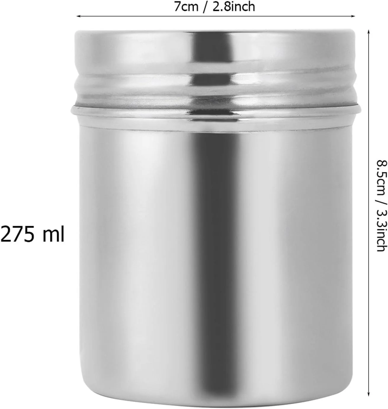 ظرف درب دار استیل 304 Eujgoov، ظرف نگهداری مواد غذایی سایز مسافرتی برای شکر، جو دوسر، مناسب کمپینگ (بزرگ) (4yga3kghip-02)