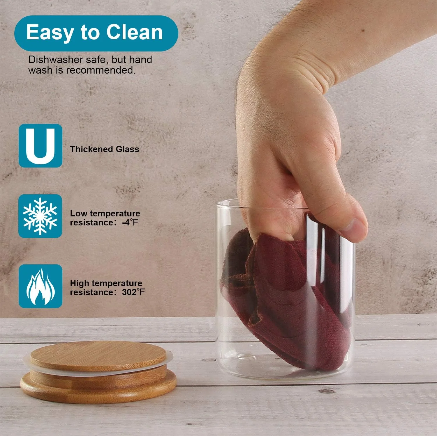 ظروف شیشه ای ذخیره سازی النژ با درب چوبی بامبو، 500 میلی لیتر، ظروف شیشه ای درب دار مناسب نگهداری مواد غذایی، حبوبات، آرد، شکر، قهوه، آبنبات و ادویه