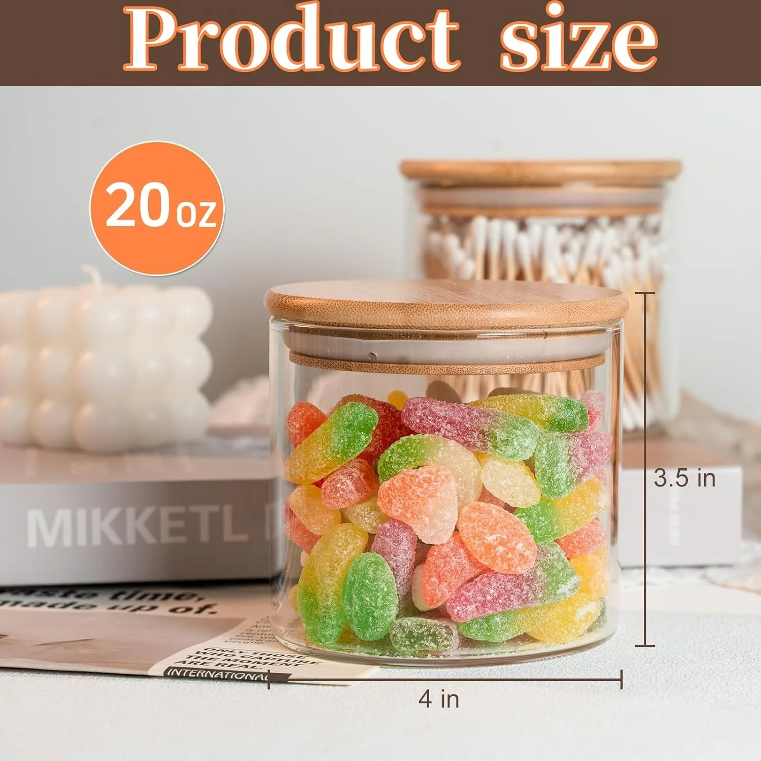 ست 6 عددی ظروف شیشه ای ذخیره سازی مواد غذایی Eidoct با حجم 600 میلی لیتر، ظروف شفاف بوروسیلیکاتی برای نگهداری مواد غذایی در آشپزخانه، مناسب برای غلات، سازماندهی مواد غذایی، ادویه جات، نمک، چای، قهوه و شکر