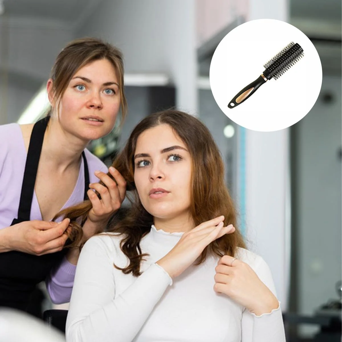 برس مو گرد، برس موی شعاعی، برس فر کننده، ابزار حالت دهی مو در خانه برای خشک کردن با سشوار برس مو گرد، برس موی شعاعی، برس فر کننده، ابزار حالت دهی مو در خانه برای خشک کردن با سشوار