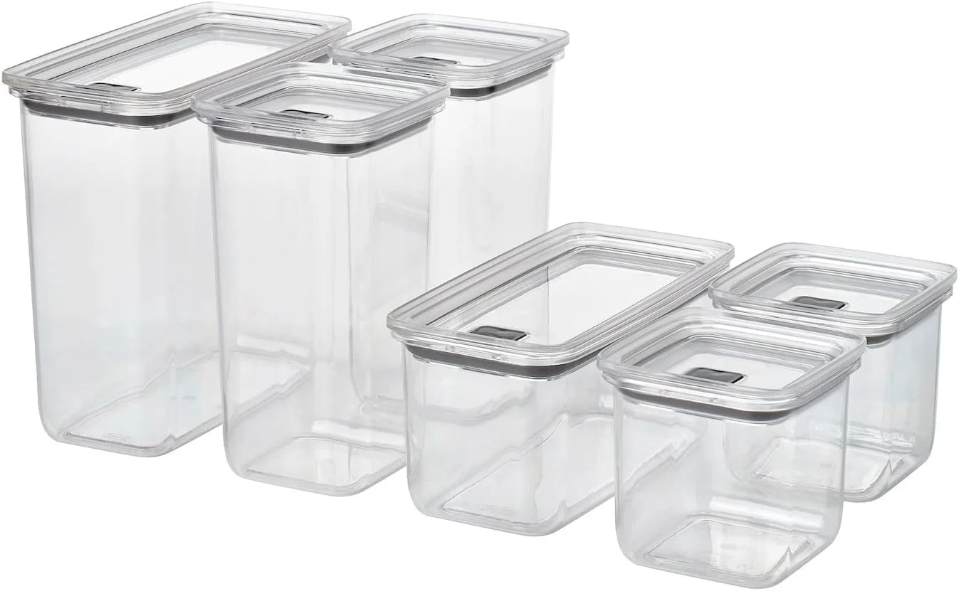 ست 6 تایی ظروف نگهداری مواد غذایی درب دار – ظروف پلاستیکی شفاف برای سازماندهی کابینت آشپزخانه | ظروف شفاف بدون BPA برای غلات، برنج، پاستا و تنقلات ست 6 تایی ظروف نگهداری مواد غذایی درب دار – ظروف پلاستیکی شفاف برای سازماندهی کابینت آشپزخانه | ظروف شفاف بدون BPA برای غلات، برنج، پاستا و تنقلات