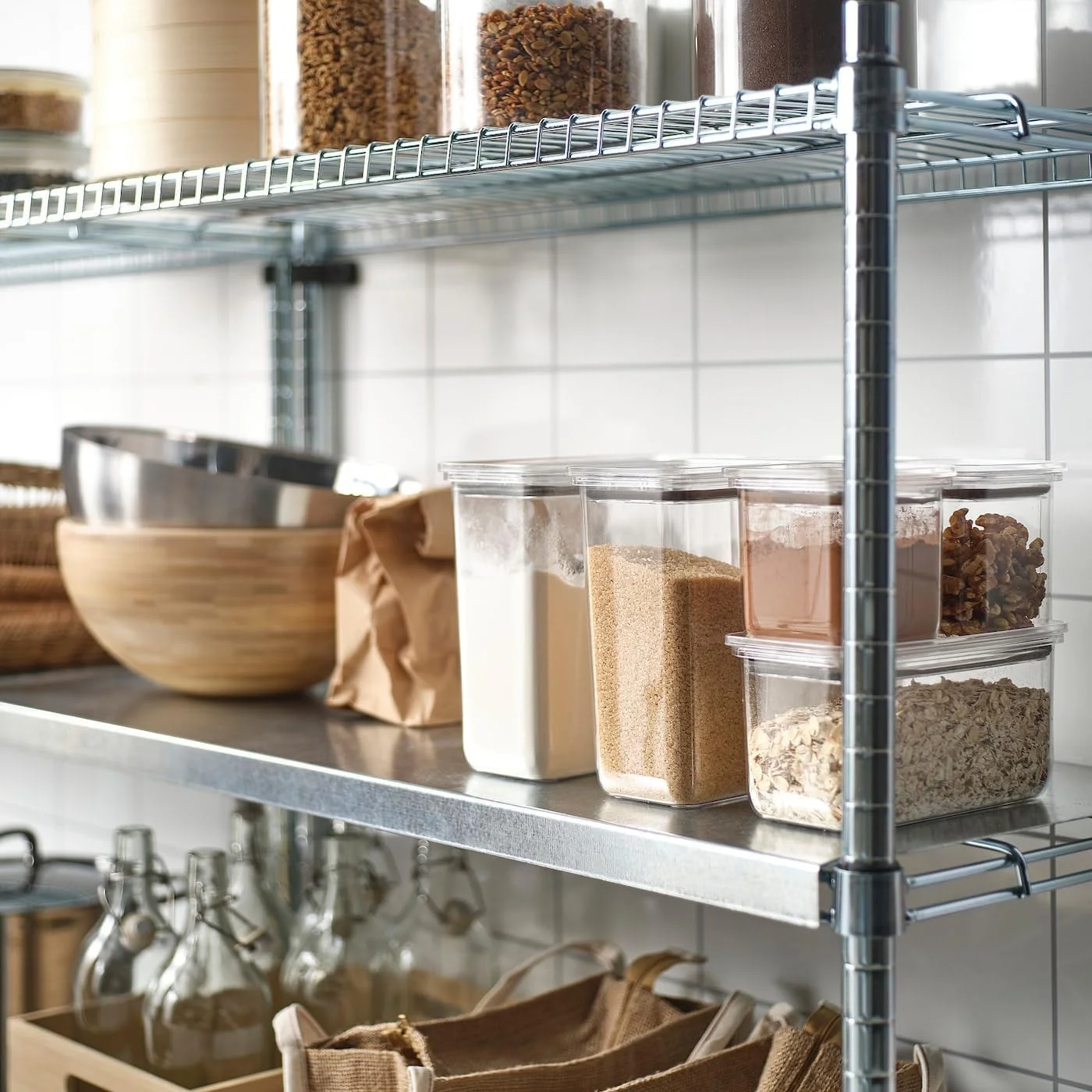 ست 6 تایی ظروف نگهداری مواد غذایی درب دار – ظروف پلاستیکی شفاف برای سازماندهی کابینت آشپزخانه | ظروف شفاف بدون BPA برای غلات، برنج، پاستا و تنقلات