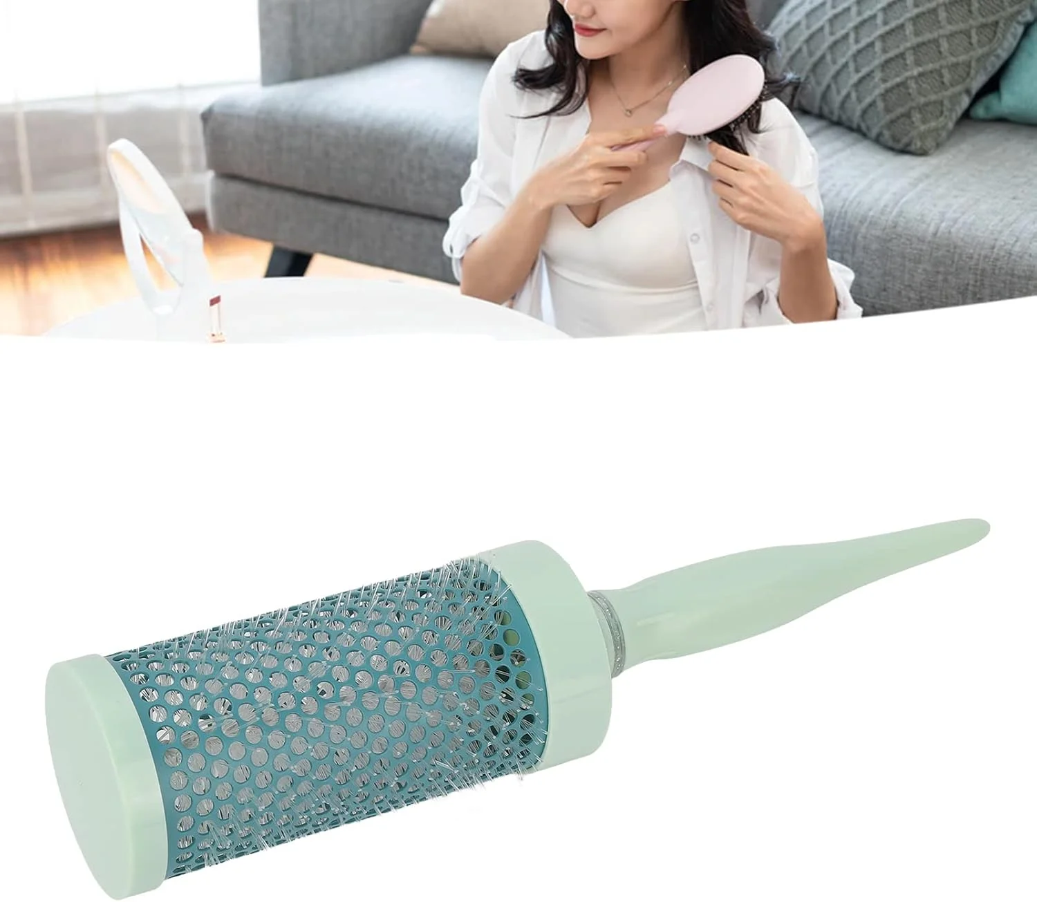 برس گرد، برس مویی استوانهای مناسب برای استفاده در خانه و سالن، ابزار حالت دهنده برای خشک کردن، فر کردن و صاف کردن مو، سبز (54#) برس گرد، برس مویی استوانهای مناسب برای استفاده در خانه و سالن، ابزار حالت دهنده برای خشک کردن، فر کردن و صاف کردن مو، سبز (54#)