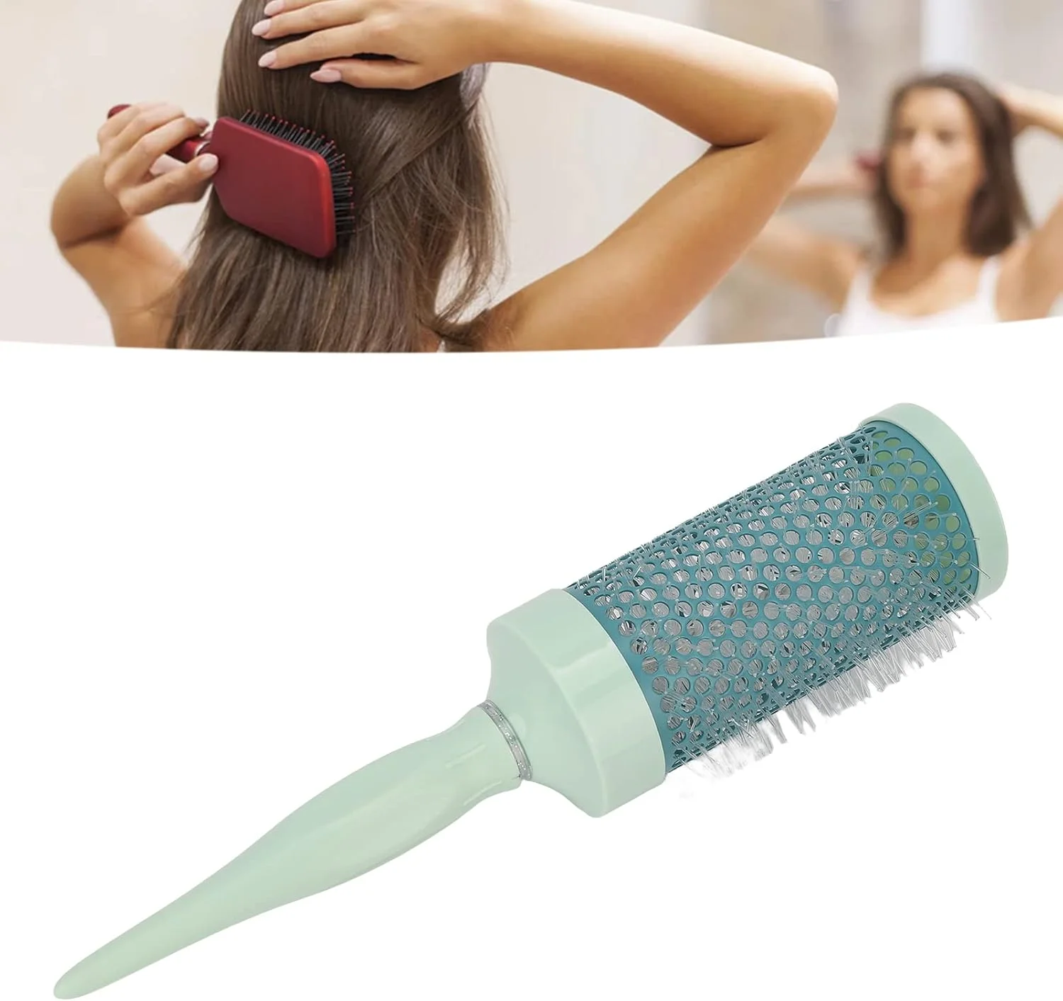 برس گرد، برس مویی استوانهای مناسب برای استفاده در خانه و سالن، ابزار حالت دهنده برای خشک کردن، فر کردن و صاف کردن مو، سبز (54#) برس گرد، برس مویی استوانهای مناسب برای استفاده در خانه و سالن، ابزار حالت دهنده برای خشک کردن، فر کردن و صاف کردن مو، سبز (54#)