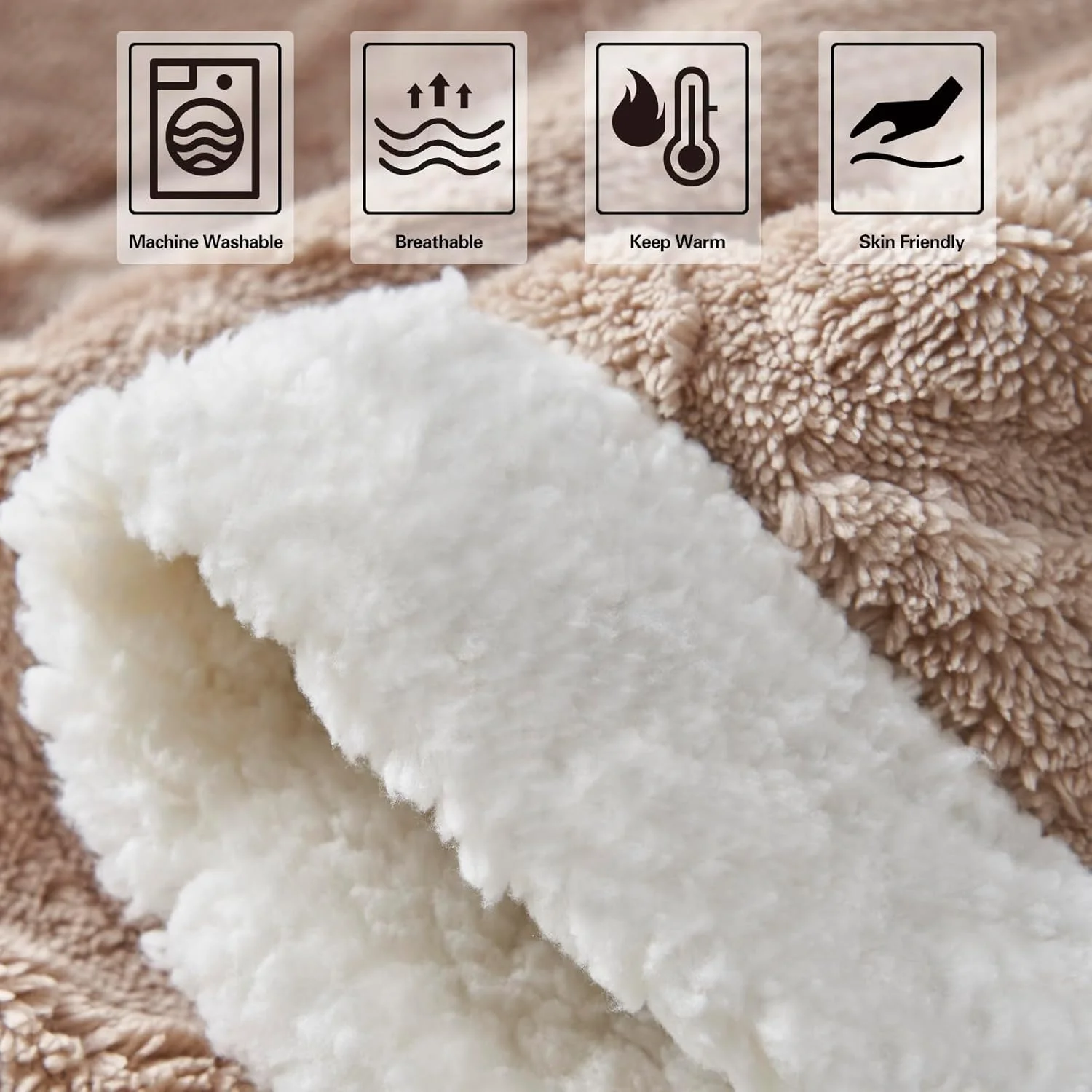 EAQ Cuddly Blanket Sofa Blanket (Beige, 127 x 160 cm) EAQ Cuddly Blanket Sofa Blanket (Beige, 127 x 160 cm)