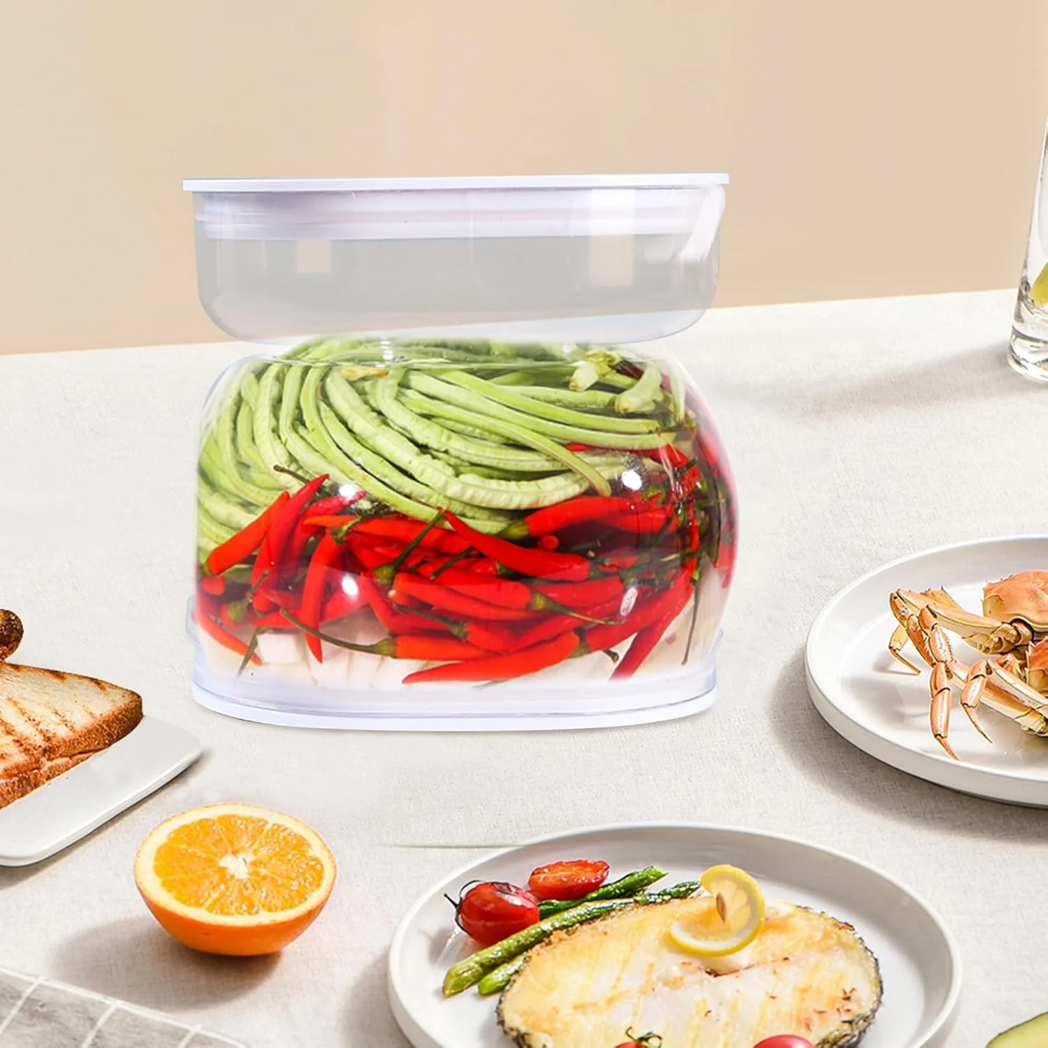 ظروف ترشی با درب، ظرف ترشی 414 میلی لیتری با درب تایمر دار - جعبه نگهداری مواد غذایی با صافی | برای آرد، سالاد، جو دوسر، شکر، شیرینی، آماده سازی وعده های غذایی، ماست، کره، مربا