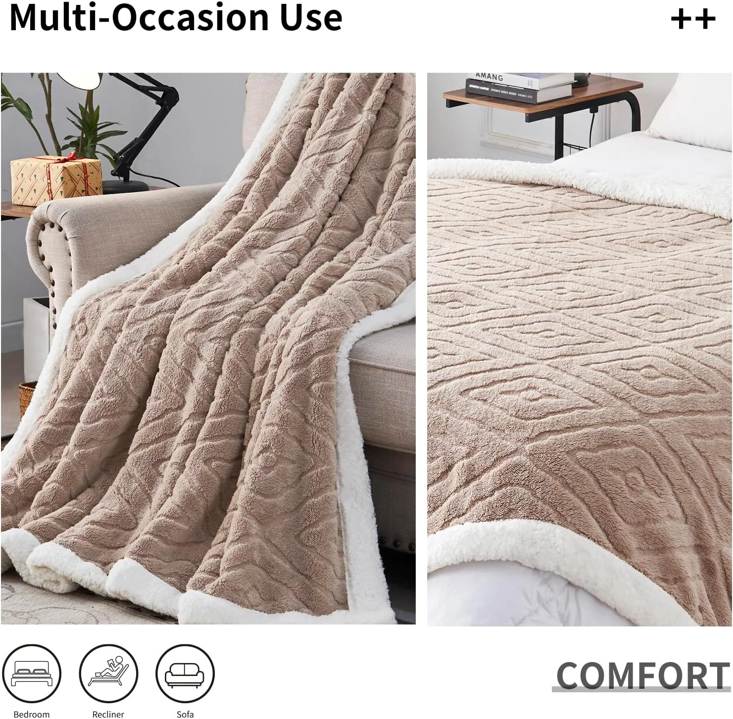EAQ Cuddly Blanket Sofa Blanket (Beige, 127 x 160 cm) EAQ Cuddly Blanket Sofa Blanket (Beige, 127 x 160 cm)