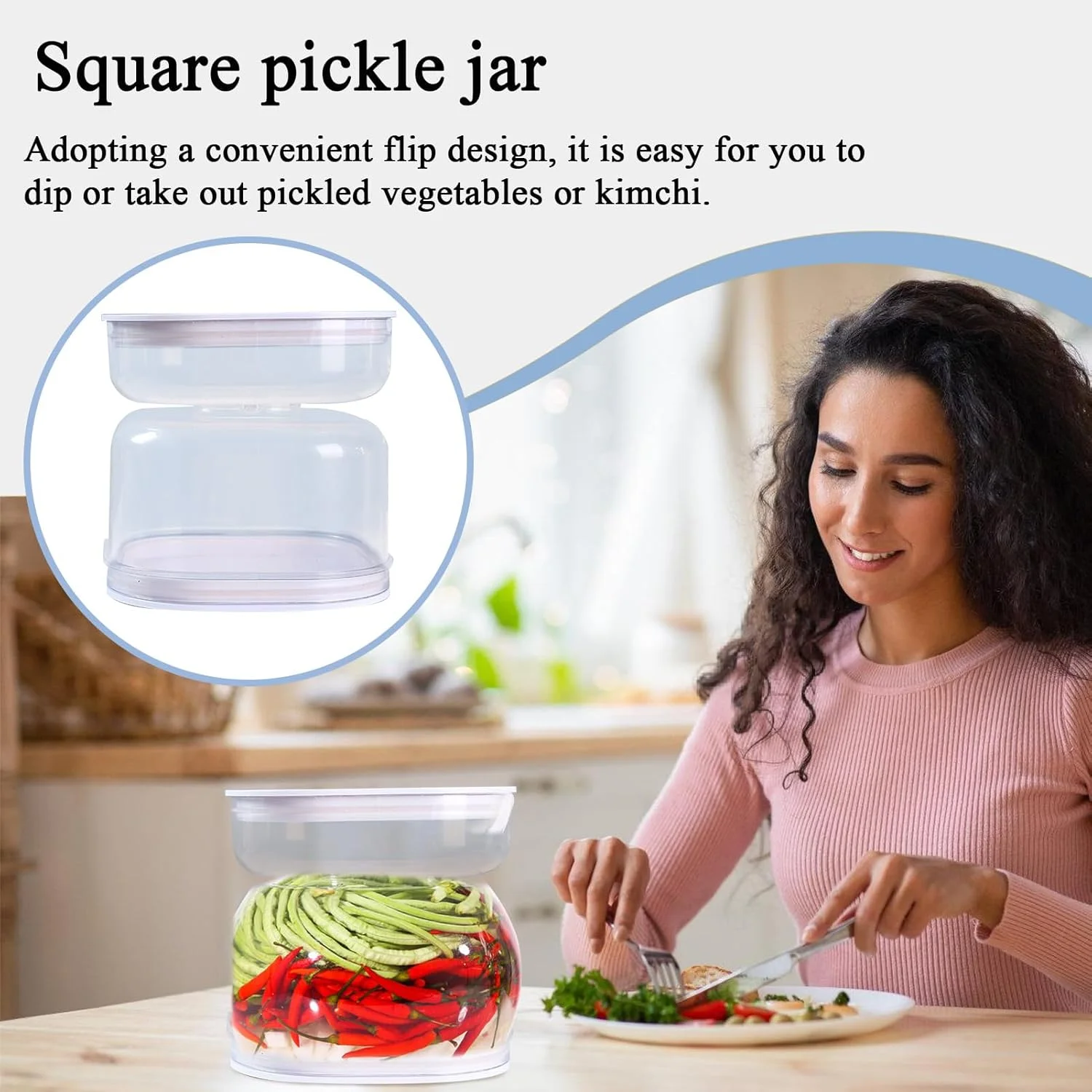 ظرف ترشی - ظروف ترشی 400 گرمی با درب تایمردار | جعبه نگهداری مواد غذایی با صافی | برای آرد، سالاد، جو دوسر، شکر، شیرینی، آماده سازی غذا، ماست، کره، مربا