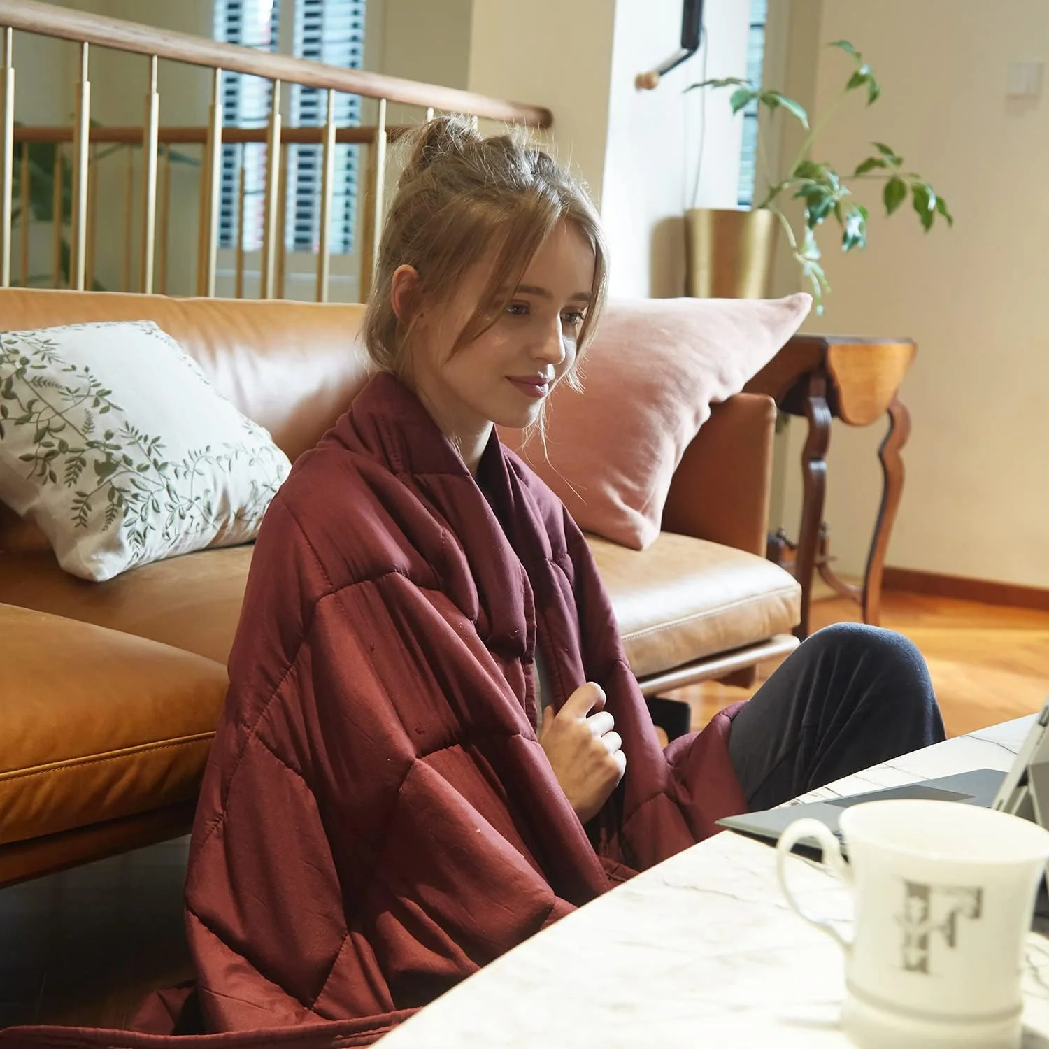 پتوی سنگین DREAMLANDING با مهره های شیشه ای، پتوی گرانشی برای بزرگسالان، تسکین بی خوابی، استرس و اضطراب، پتوی سنگین (بورگاندی، 120 * 180 سانتی متر 5.4 کیلوگرم)