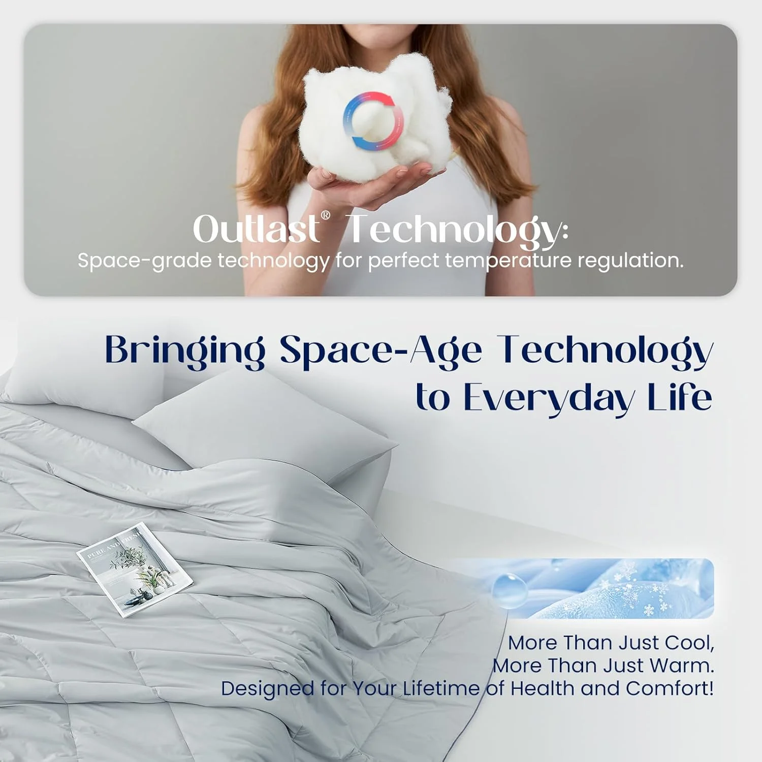 لحاف خنک کننده Dream Valley® Outlast® Deepsleep، سایز مسافرتی، پتوی خنک کننده با فناوری فضایی ناسا برای افراد گرمایی و تعریق شبانه، Q-Max > 0.45 Aerocool™ تنفس پذیر، خاکستری خنک، 152x203 سانتی متر لحاف خنک کننده Dream Valley® Outlast® Deepsleep، سایز مسافرتی، پتوی خنک کننده با فناوری فضایی ناسا برای افراد گرمایی و تعریق شبانه، Q-Max > 0.45 Aerocool™ تنفس پذیر، خاکستری خنک، 152x203 سانتی متر