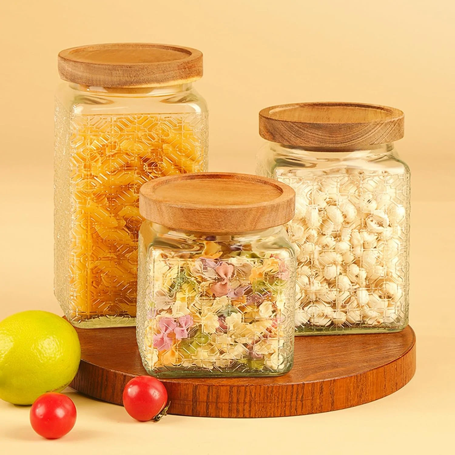 ظرف شیشه ای کاربردی برای نگهداری، محفظه ای مقاوم با طراحی شفاف، ایده آل برای علاقه مندان به پخت و پز خانگی و نظم دهی، ظرف نگهداری چند منظوره