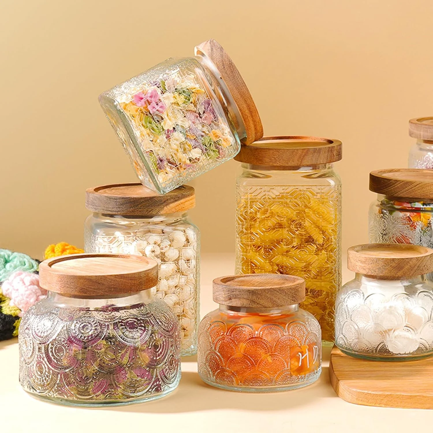 ظرف شیشه ای کاربردی برای نگهداری، محفظه ای مقاوم با طراحی شفاف، ایده آل برای علاقه مندان به پخت و پز خانگی و نظم دهی، ظرف نگهداری چند منظوره