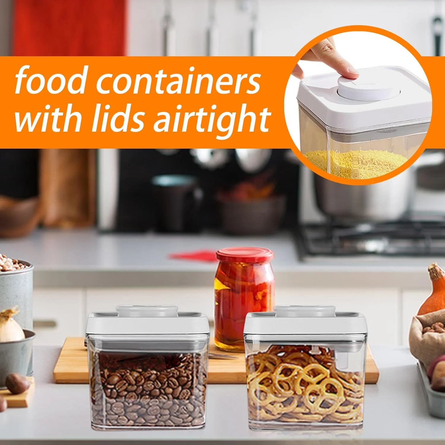 Cereal Containers with Lids | Airtight Storage Jars | Clear Stackable Sealed Jar for Rice Pet Food Home Bakers Pantry Organizers Dried Fruits Snack Seasonings Candy Loose Tea