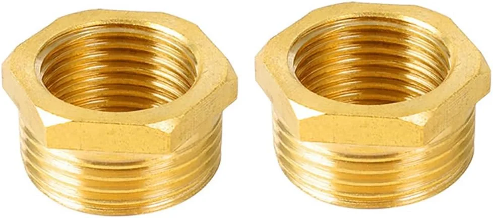 بوشن کاهنده برنجی 2 عددی، تبدیل 3/4 اینچ نر به 1/2 اینچ ماده | اتصالات لوله رزوه ای، رابط شش گوش برای آب، هوا، گاز، لوله کشی و آبیاری