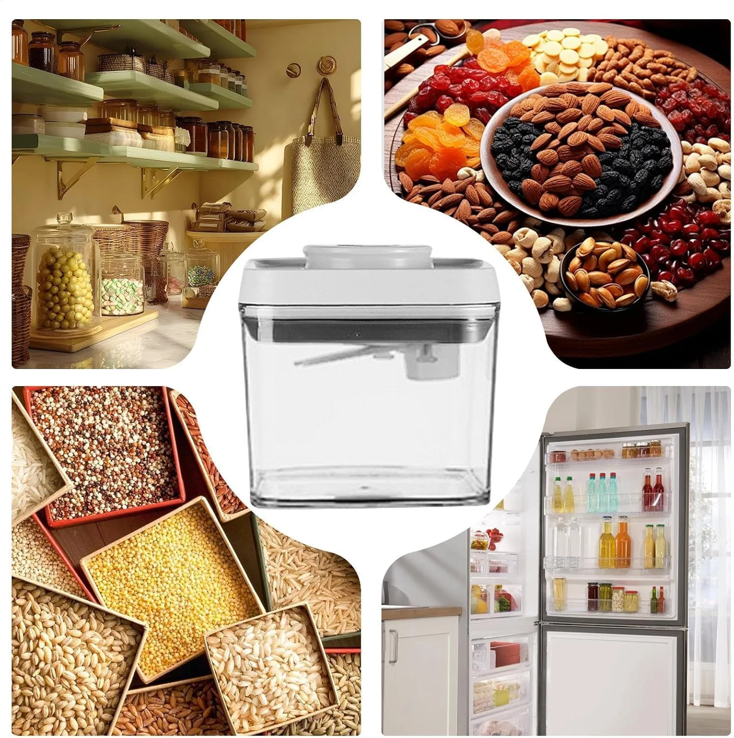 Cereal Containers with Lids | Airtight Storage Jars | Clear Stackable Sealed Jar for Rice Pet Food Home Bakers Pantry Organizers Dried Fruits Snack Seasonings Candy Loose Tea