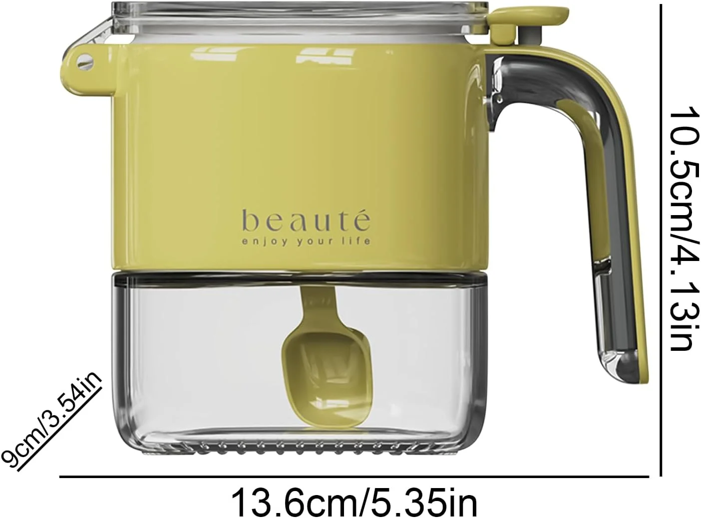 ظروف چاشنی شیشه ای | ظرف نگهداری شکر با درب و قاشق - محفظه درب دار برای پودر، نمک، فلفل، آشپزی، میز غذاخوری، رستوران