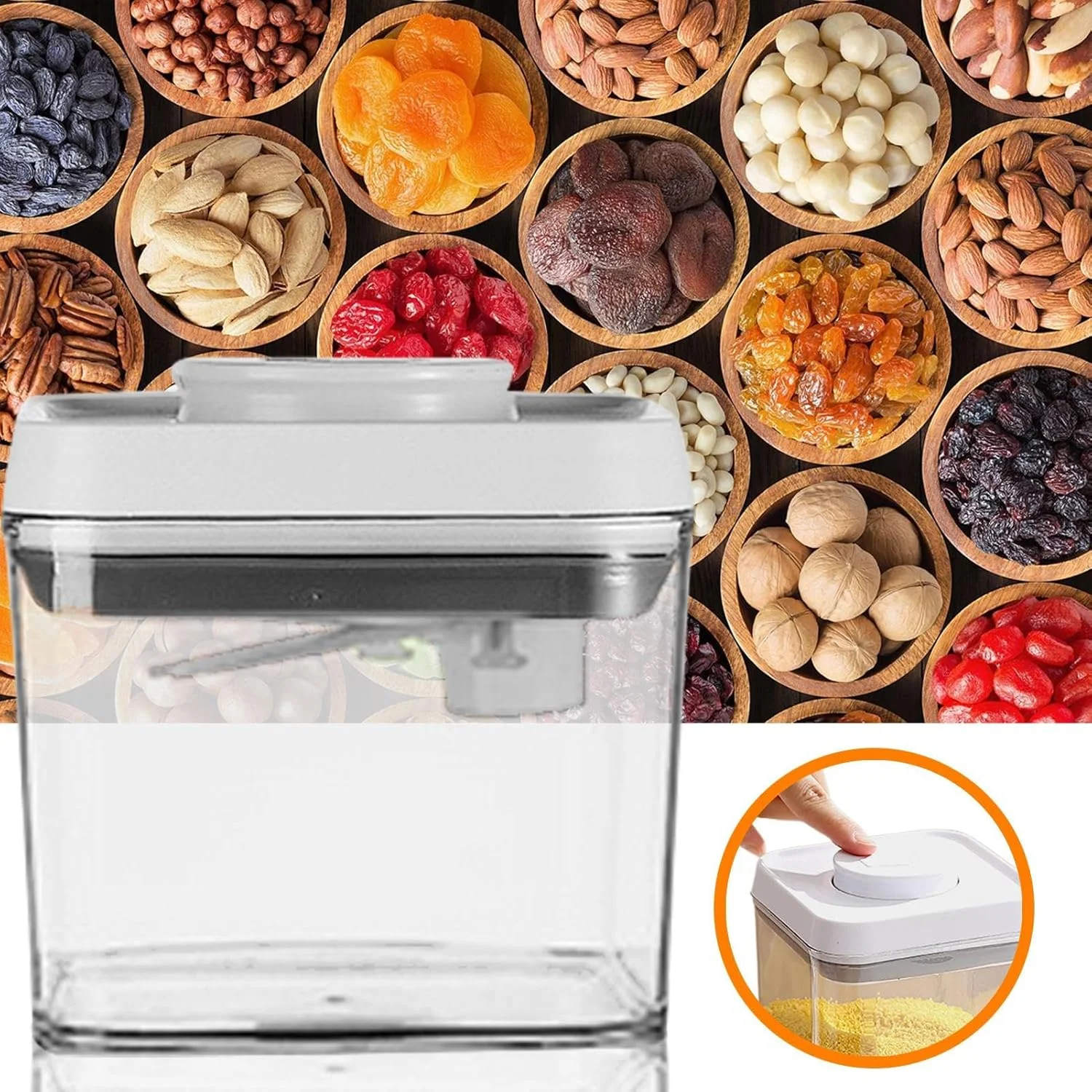 Cereal Containers with Lids | Airtight Storage Jars | Clear Stackable Sealed Jar for Rice Pet Food Home Bakers Pantry Organizers Dried Fruits Snack Seasonings Candy Loose Tea