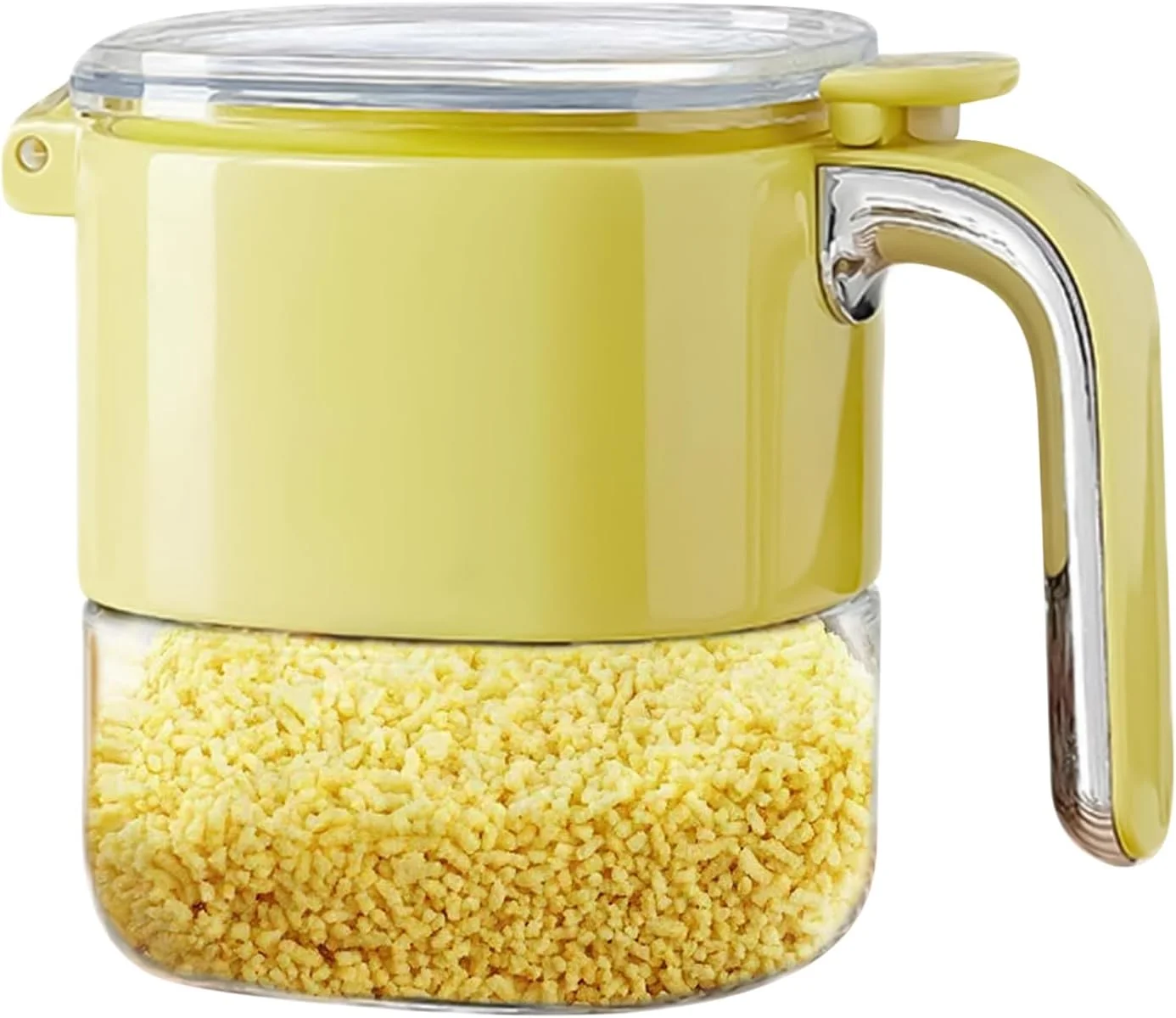 ظروف چاشنی شیشه ای | ظرف نگهداری شکر با درب و قاشق - محفظه درب دار برای پودر، نمک، فلفل، آشپزی، میز غذاخوری، رستوران