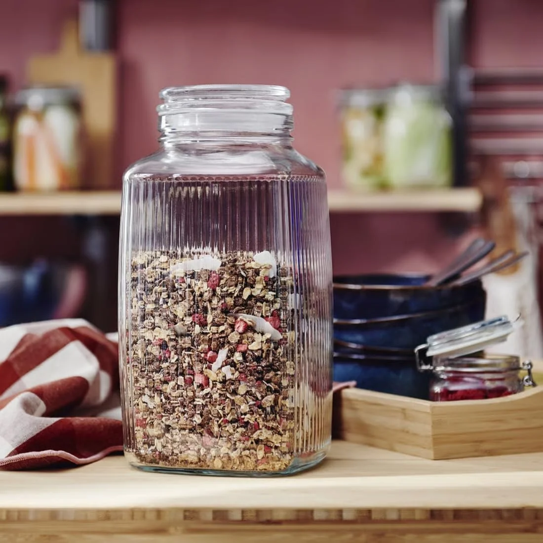 ظرف شیشه ای درب دار ایکیا KÖSSEBÄR، شیشه شفاف، 3 لیتر