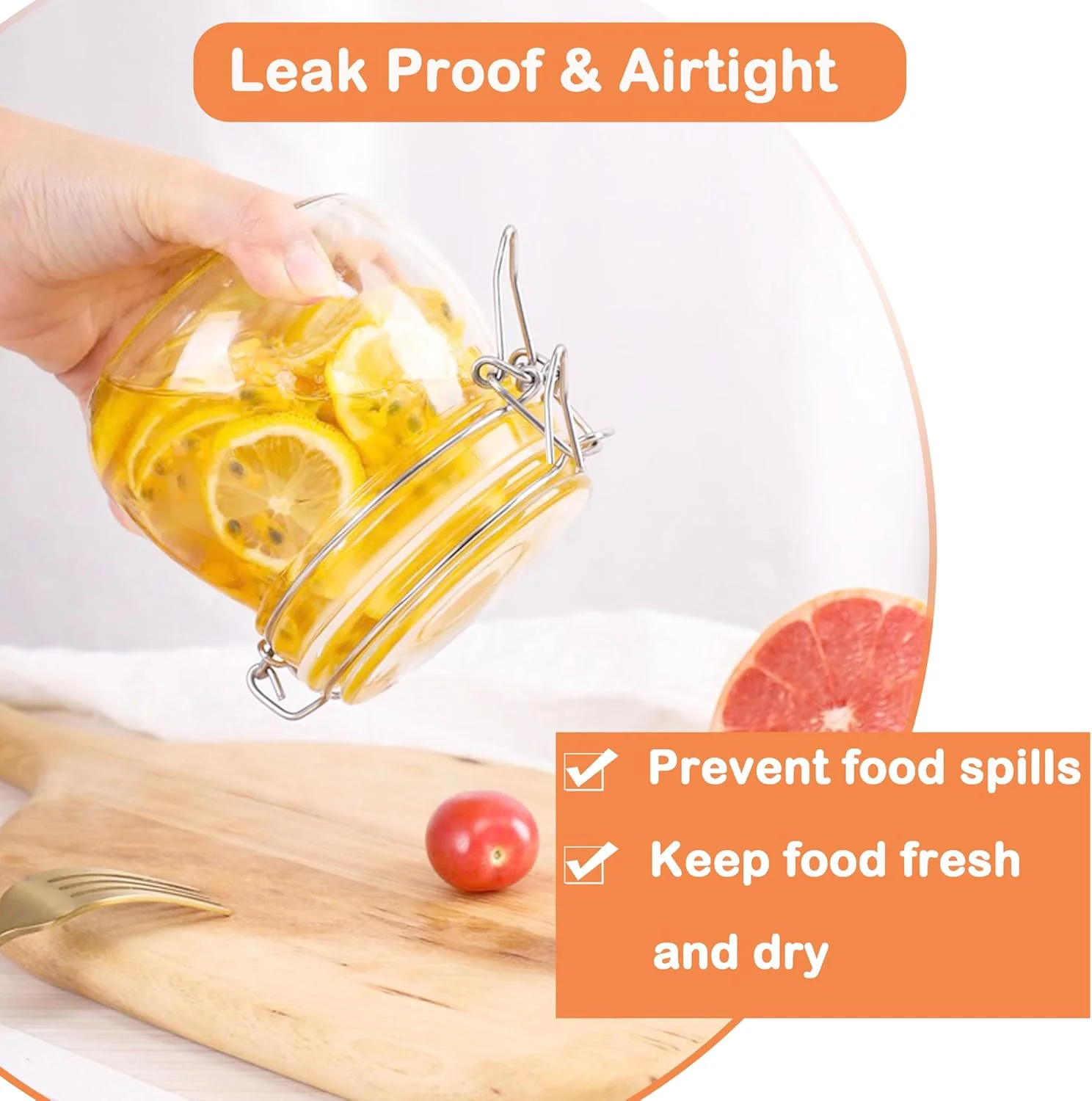 ظروف شیشه ای درب دار 473 میلی لیتری دهانه گشاد با درب های قفل دار، بسته 2 عددی، ظروف نگهداری مواد غذایی برای انبار، یخچال، آشپزخانه، ظروف شیشه ای مهر و موم شده با لاستیک برای غلات، جو دوسر، شکر، آرد، آجیل، آب نبات