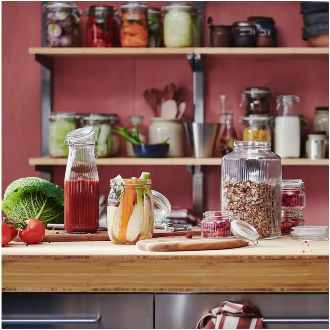 ظرف شیشه ای درب دار ایکیا KÖSSEBÄR، شیشه شفاف، 3 لیتر