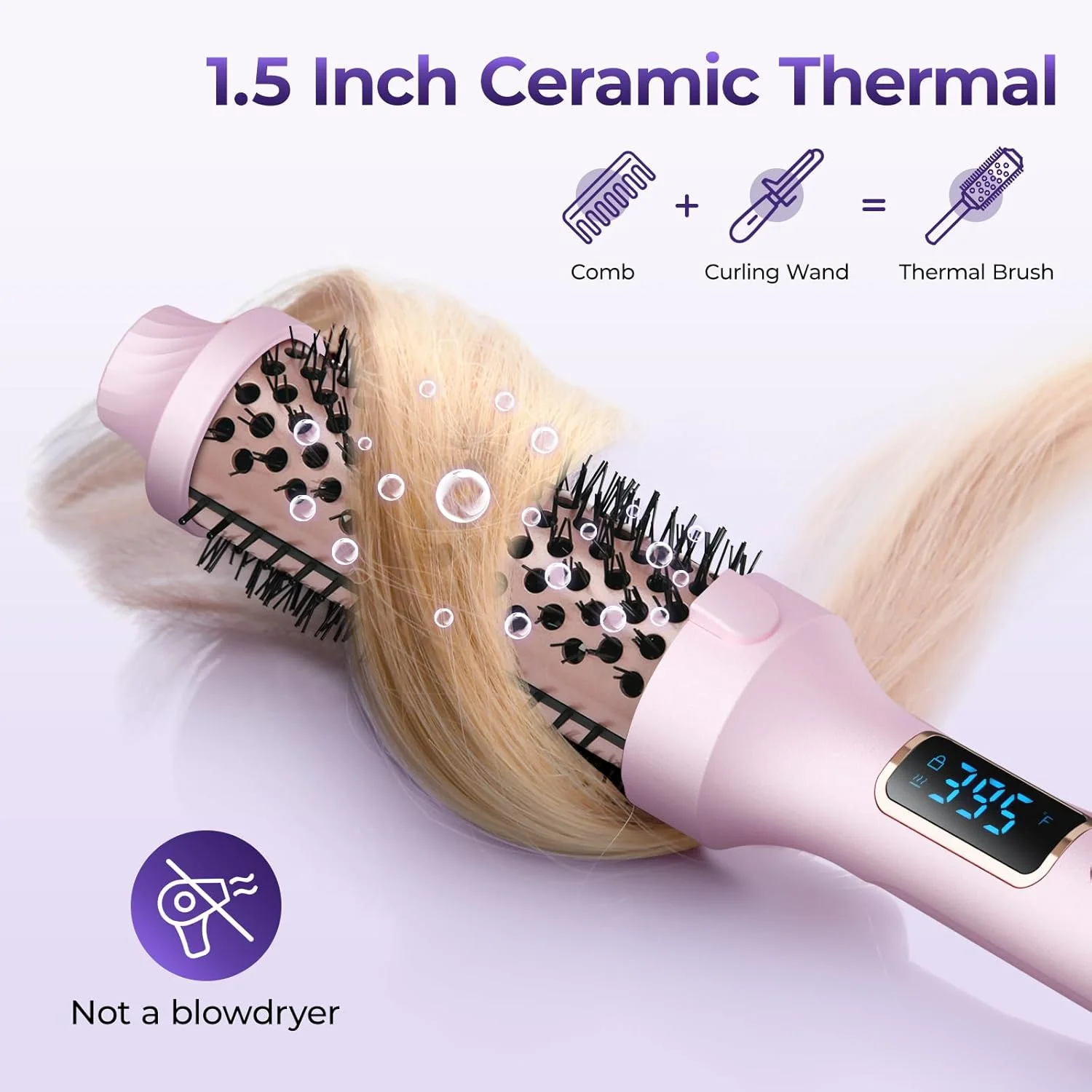 برس حرارتی PRITECH سایز 1.5 اینچ، برس گرد حرارتی برای ایجاد حالت براشینگ، برس فر کننده یونی با دمای قابل تنظیم، ابزار حالت دهنده مو با ولتاژ دوگانه برس حرارتی PRITECH سایز 1.5 اینچ، برس گرد حرارتی برای ایجاد حالت براشینگ، برس فر کننده یونی با دمای قابل تنظیم، ابزار حالت دهنده مو با ولتاژ دوگانه