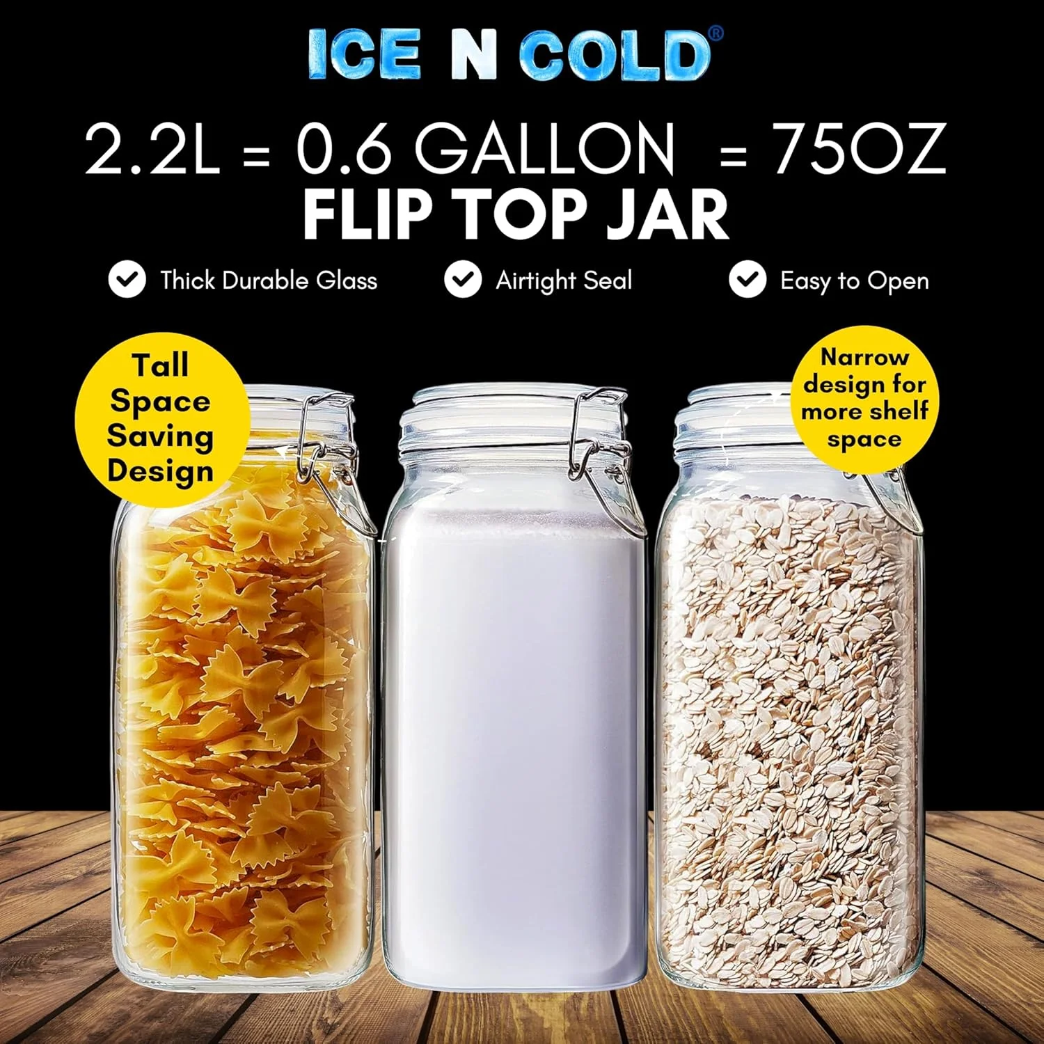 ظروف شیشه ای درب دار محکم – ظروف نگهداری مواد غذایی با واشر لاستیکی – ظروف حبوبات و آشپزخانه برای مواد خشک، قهوه، شکر، پاستا – اندازه های 0.4 لیتر تا 2.2 لیتر (6، 2.2 لیتر) ظروف شیشه ای درب دار محکم – ظروف نگهداری مواد غذایی با واشر لاستیکی – ظروف حبوبات و آشپزخانه برای مواد خشک، قهوه، شکر، پاستا – اندازه های 0.4 لیتر تا 2.2 لیتر (6، 2.2 لیتر)