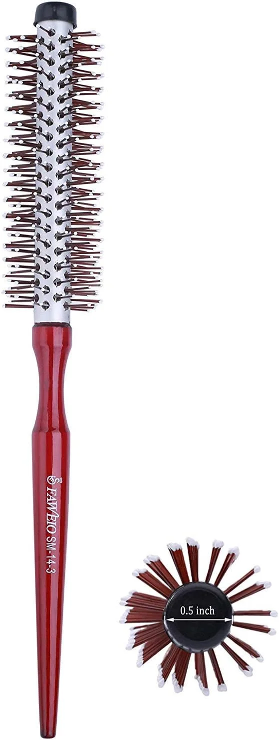 برس گرد کوچک پرفاهیر برای خشک کردن موهای کوتاه، برس موی غلتکی مینی 1.3 اینچی با موهای نایلونی برای حجم دادن، حالت دادن، فر کردن و موهای مجعد، موج دار، ضخیم یا نازک مردانه و زنانه